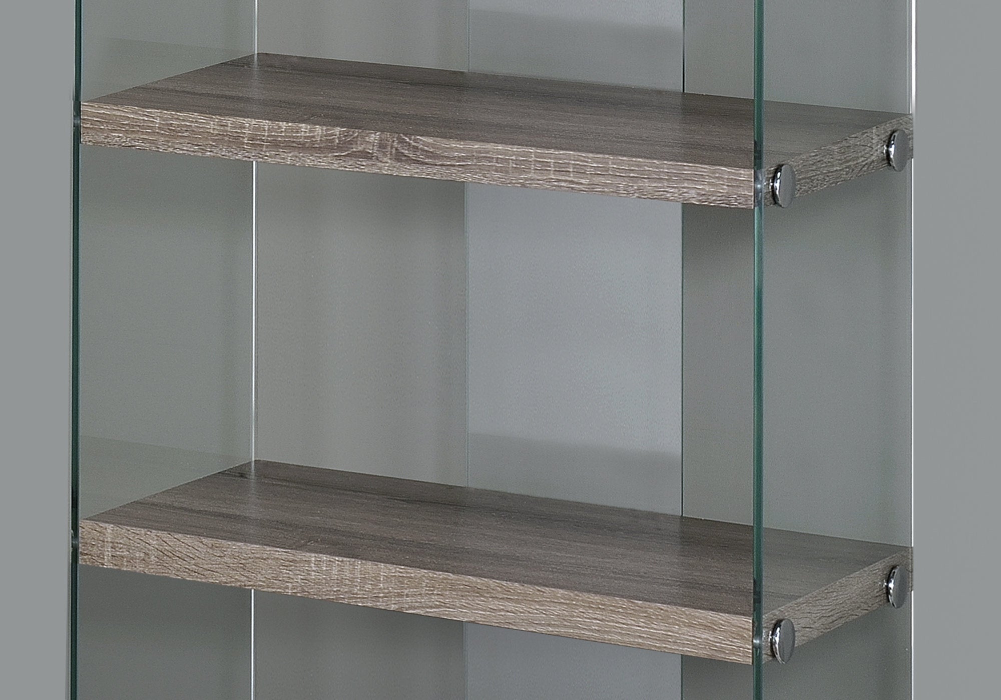 Bookcase - 60H / Dark Taupe With Tempered Glass