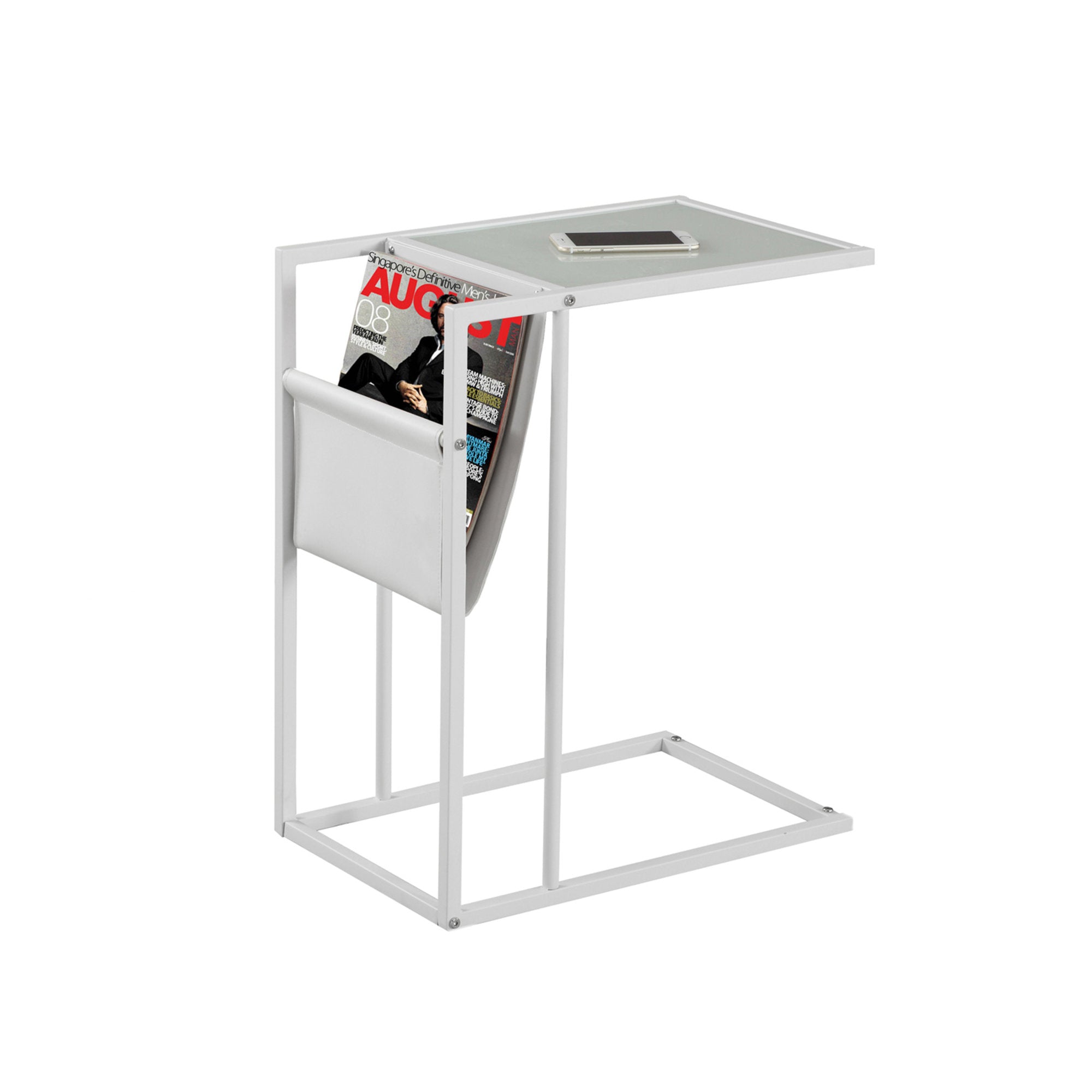 Accent Table - White / White Metal With A Magazine Rack