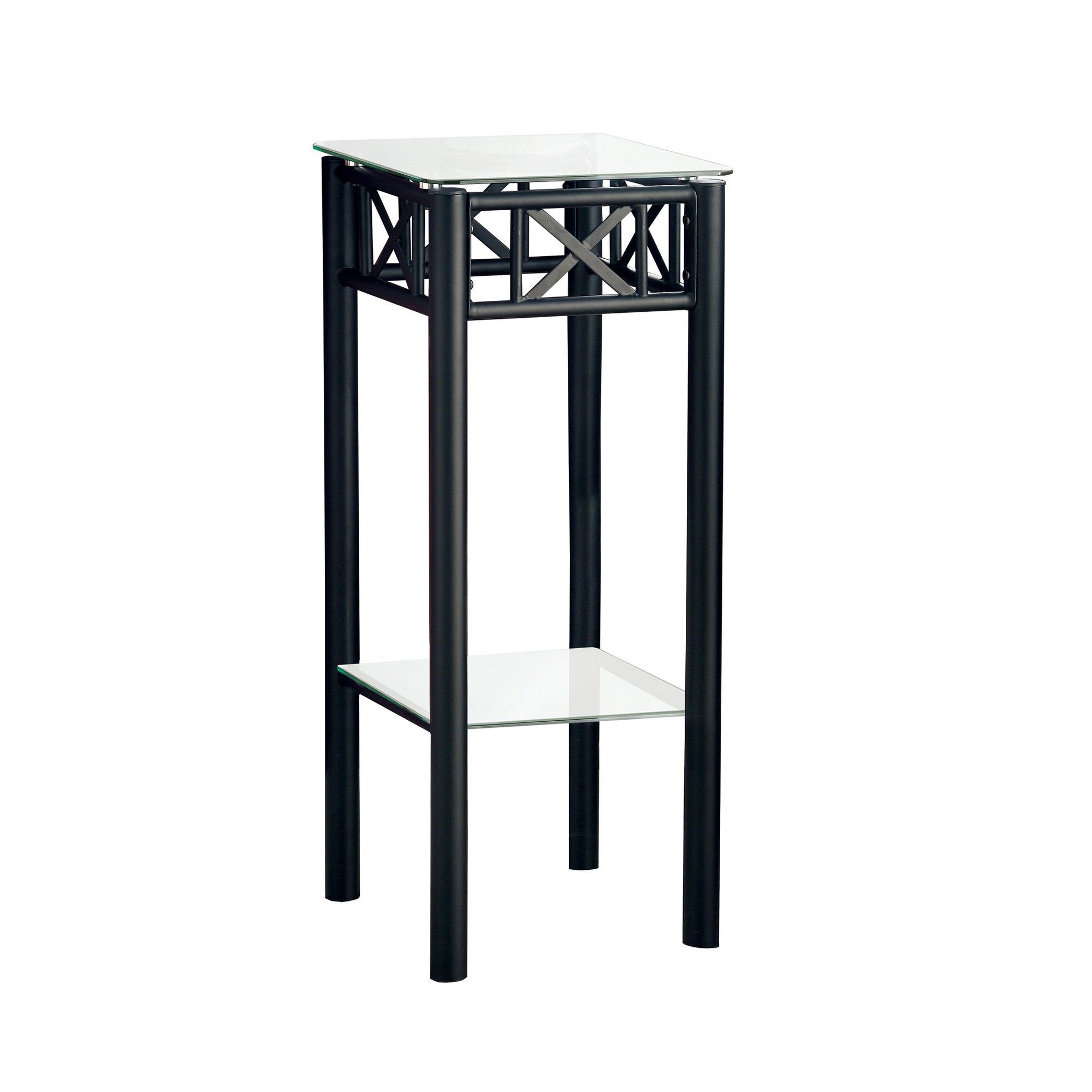 Accent Table - Black Metal With Tempered Glass