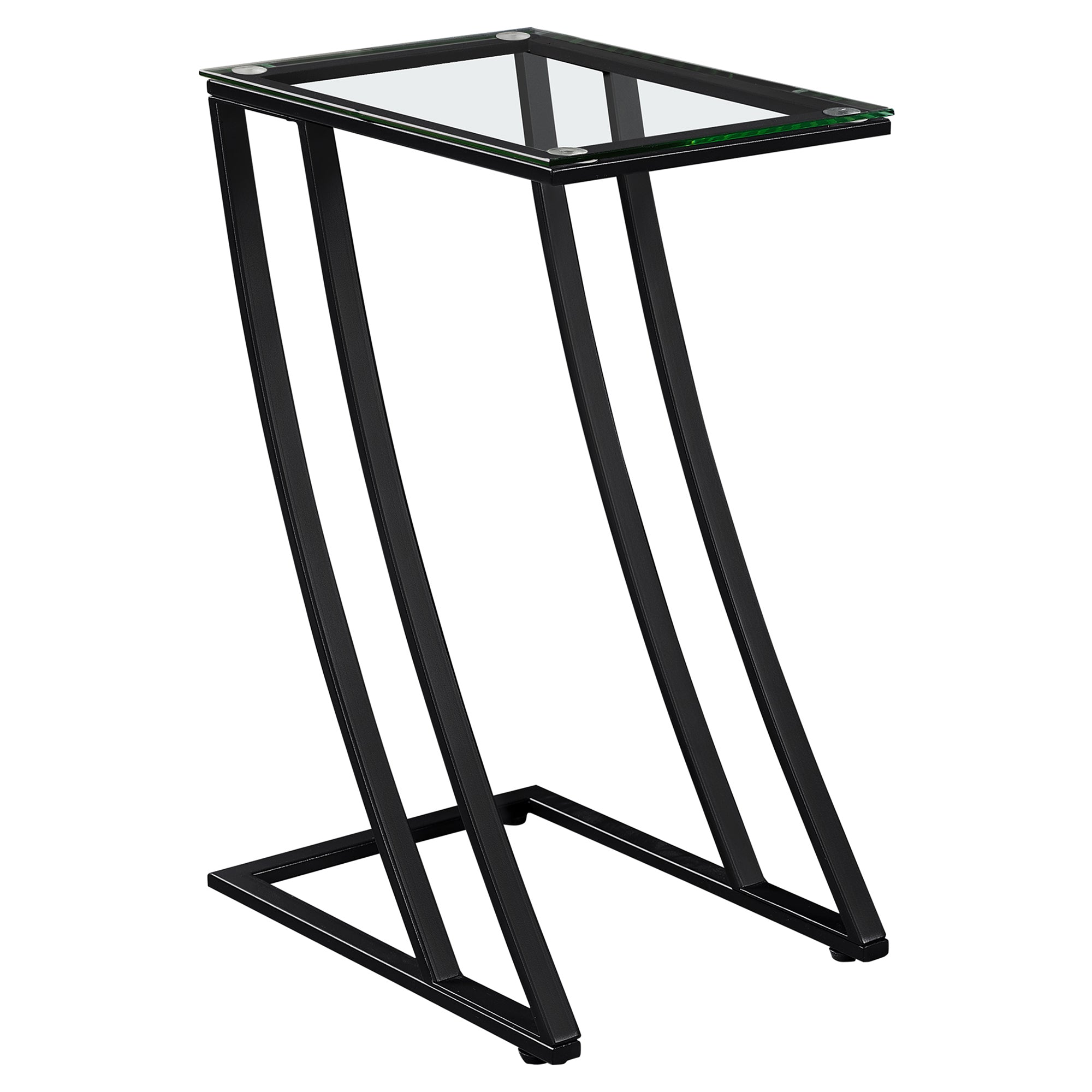 Accent Table - Black Metal With Tempered Glass