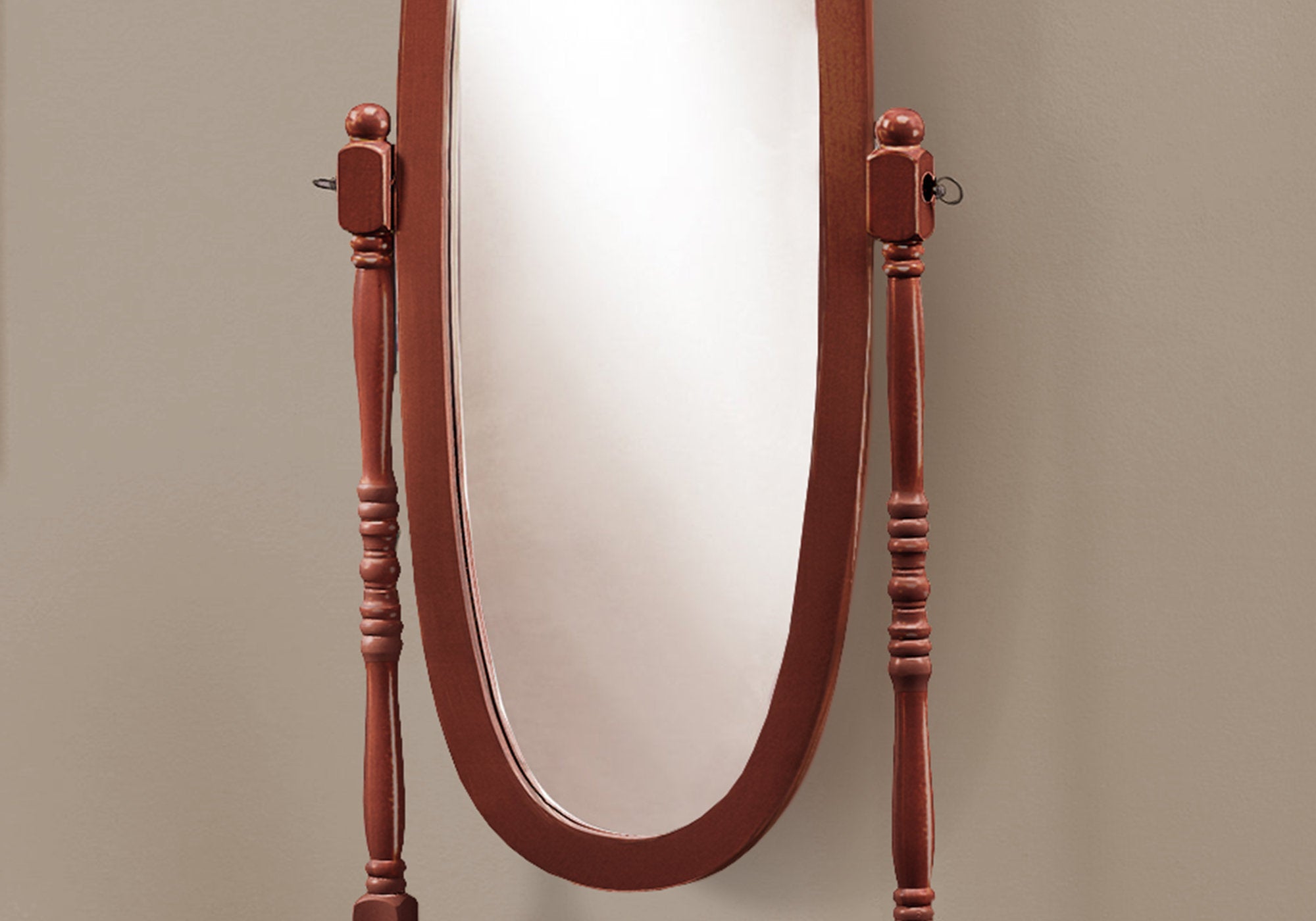 Mirror - 59H / Walnut Oval Wood Frame