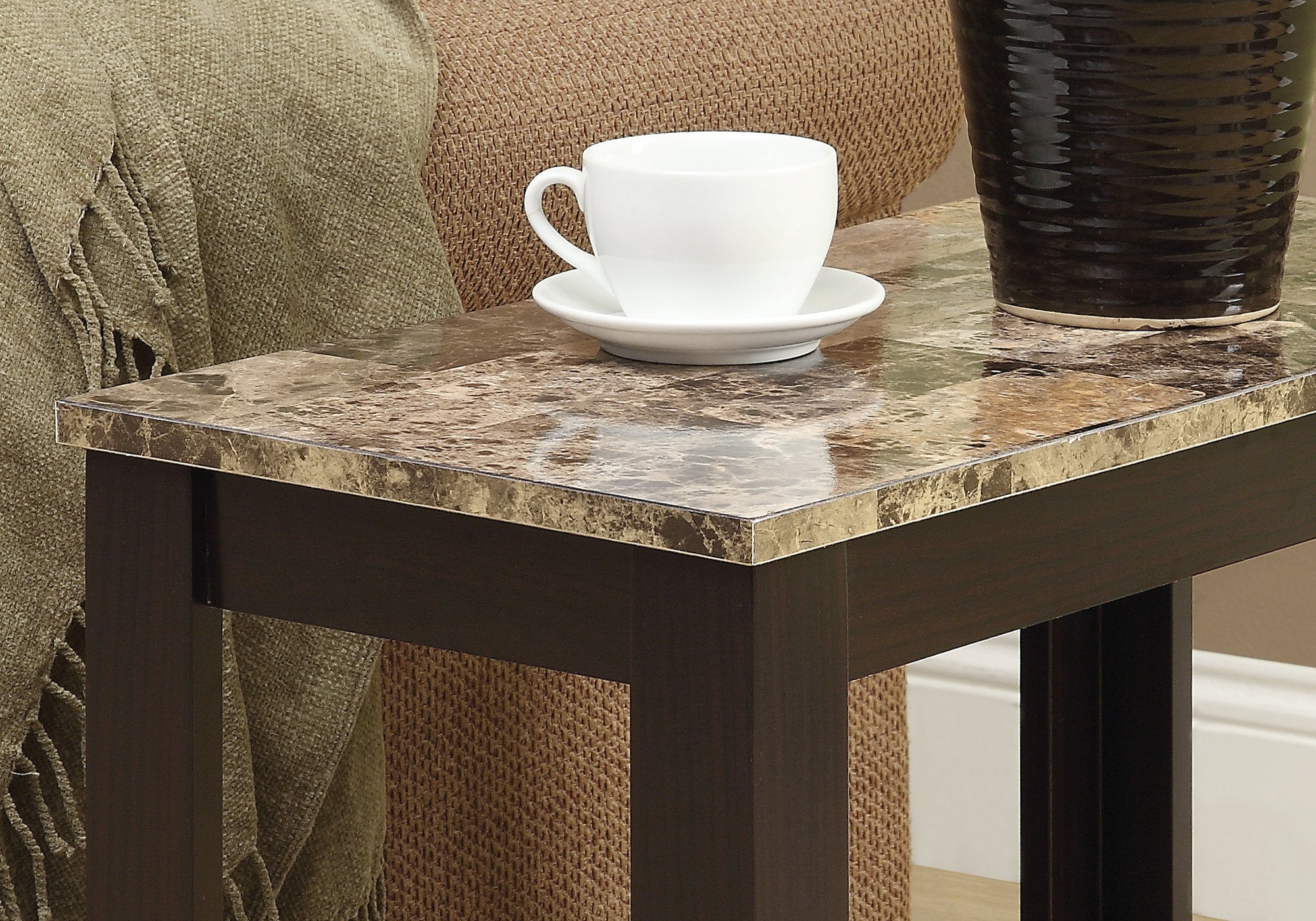 Accent Table - Espresso / Marble Top