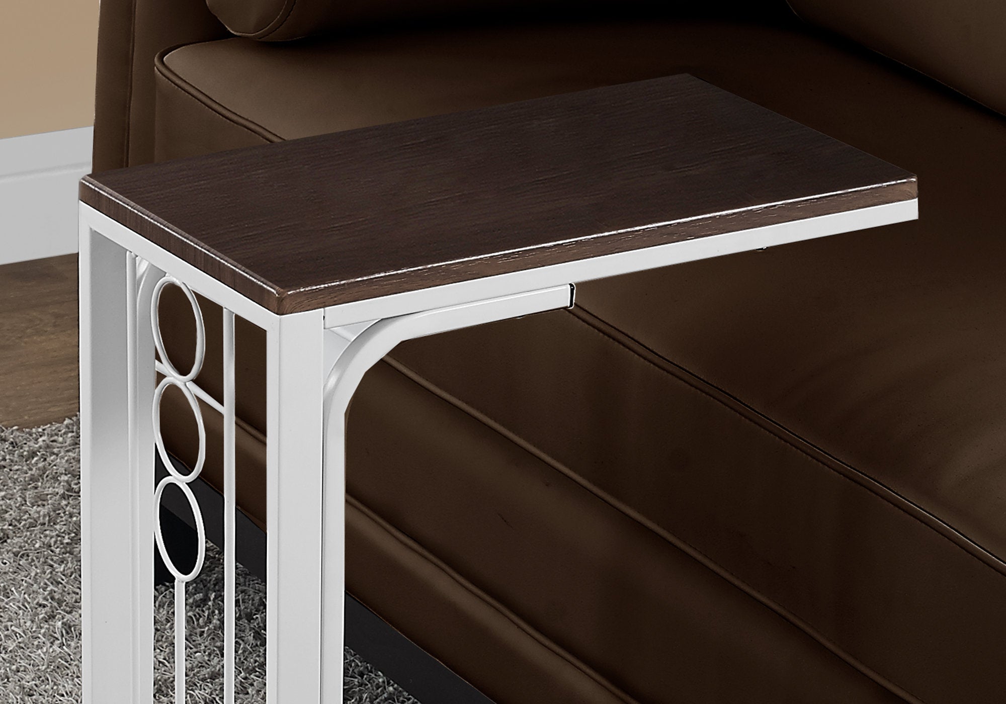 Accent Table - Cherry Top / Antique White Metal