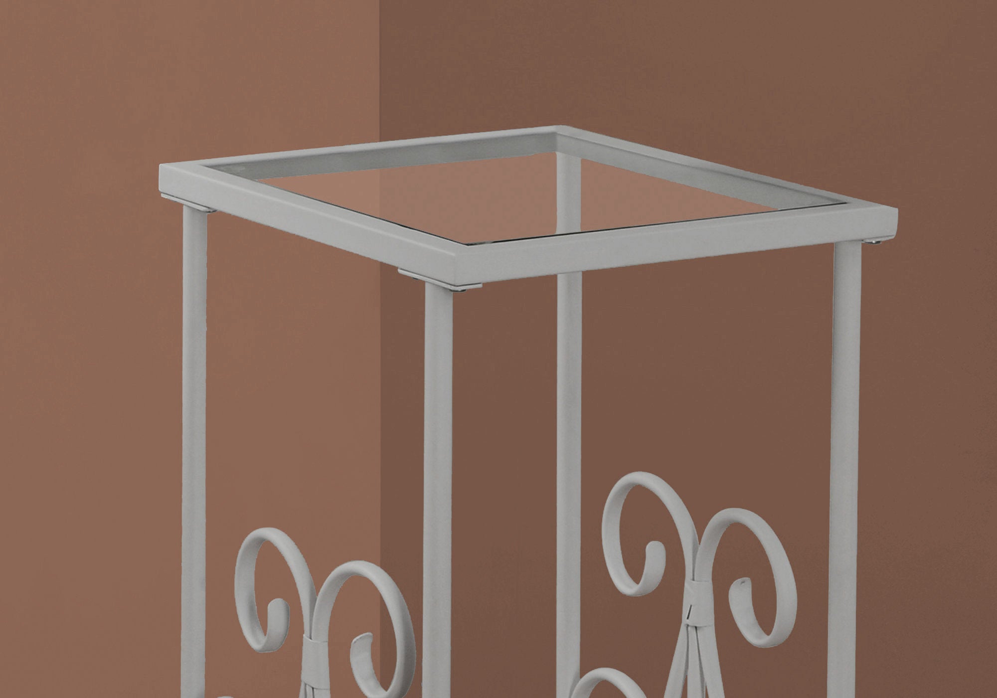 Accent Table - 30H / Silver Metal With Tempered Glass