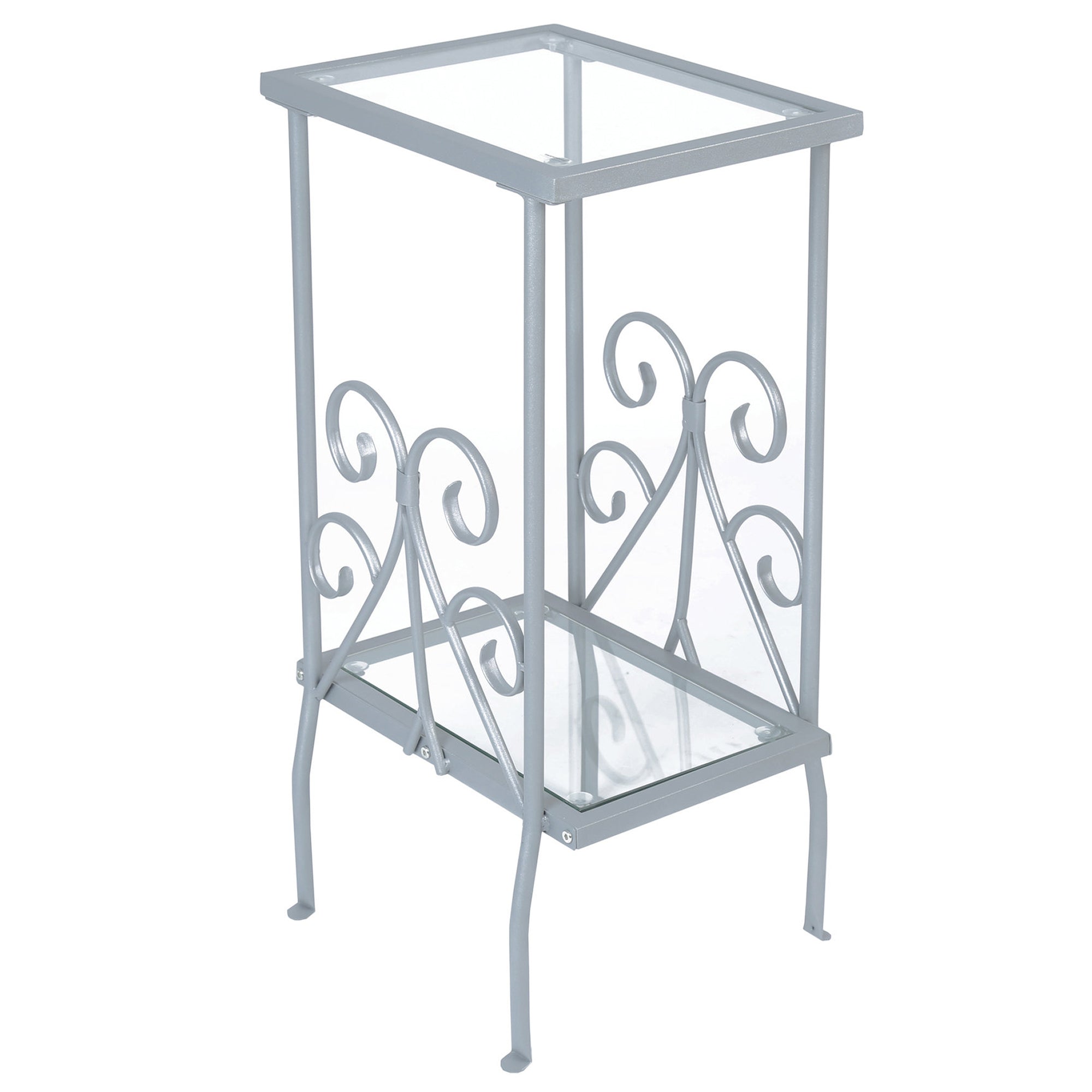 Accent Table - 30H / Silver Metal With Tempered Glass