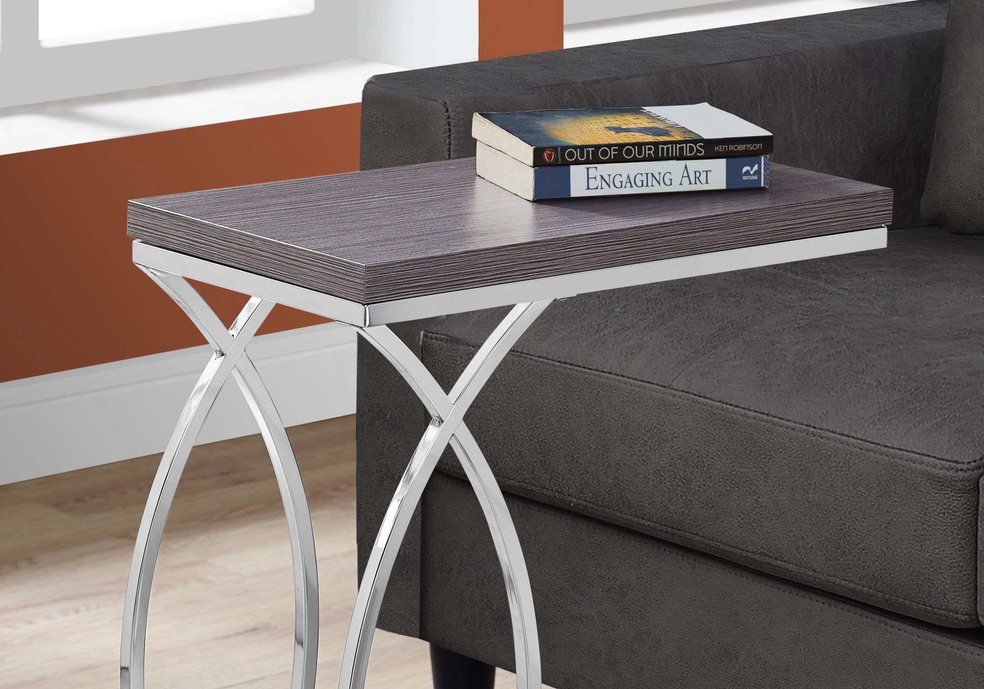 Accent Table - Grey With Chrome Metal