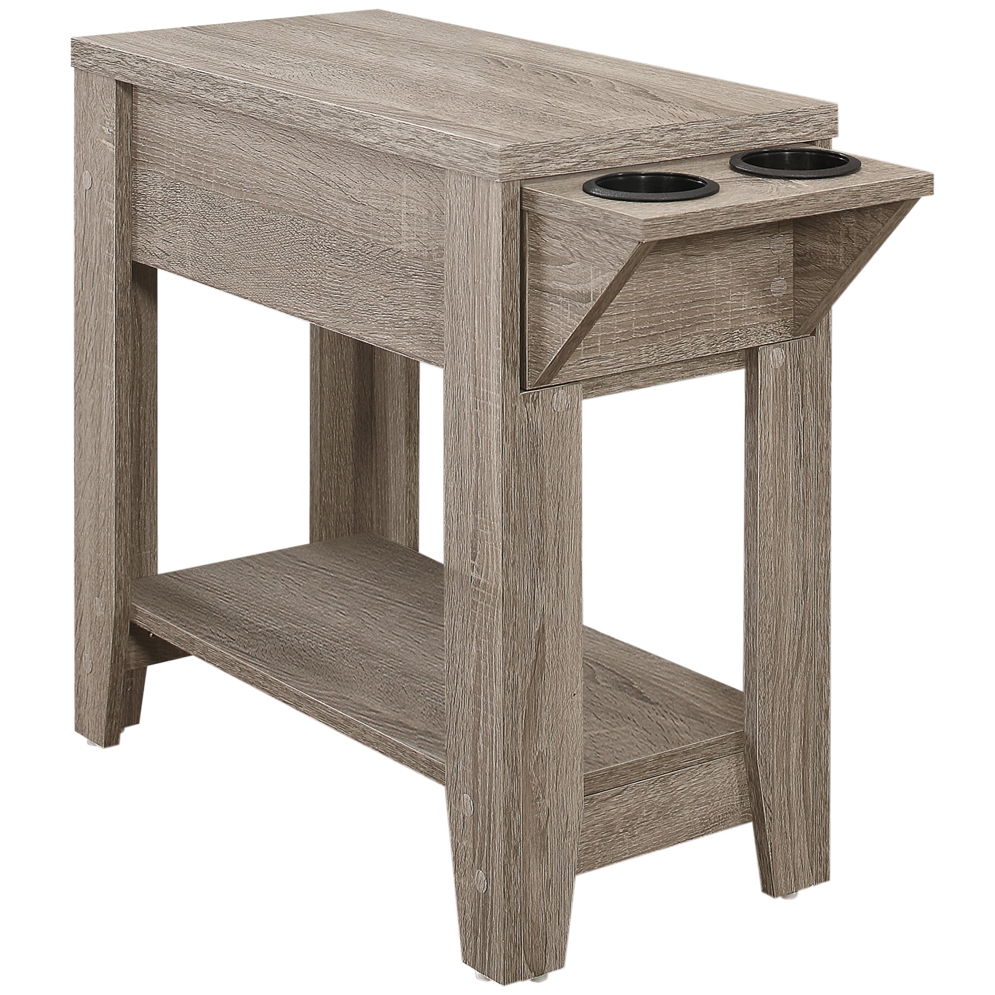 Accent Table - 23H / Dark Taupe With A Glass Holder