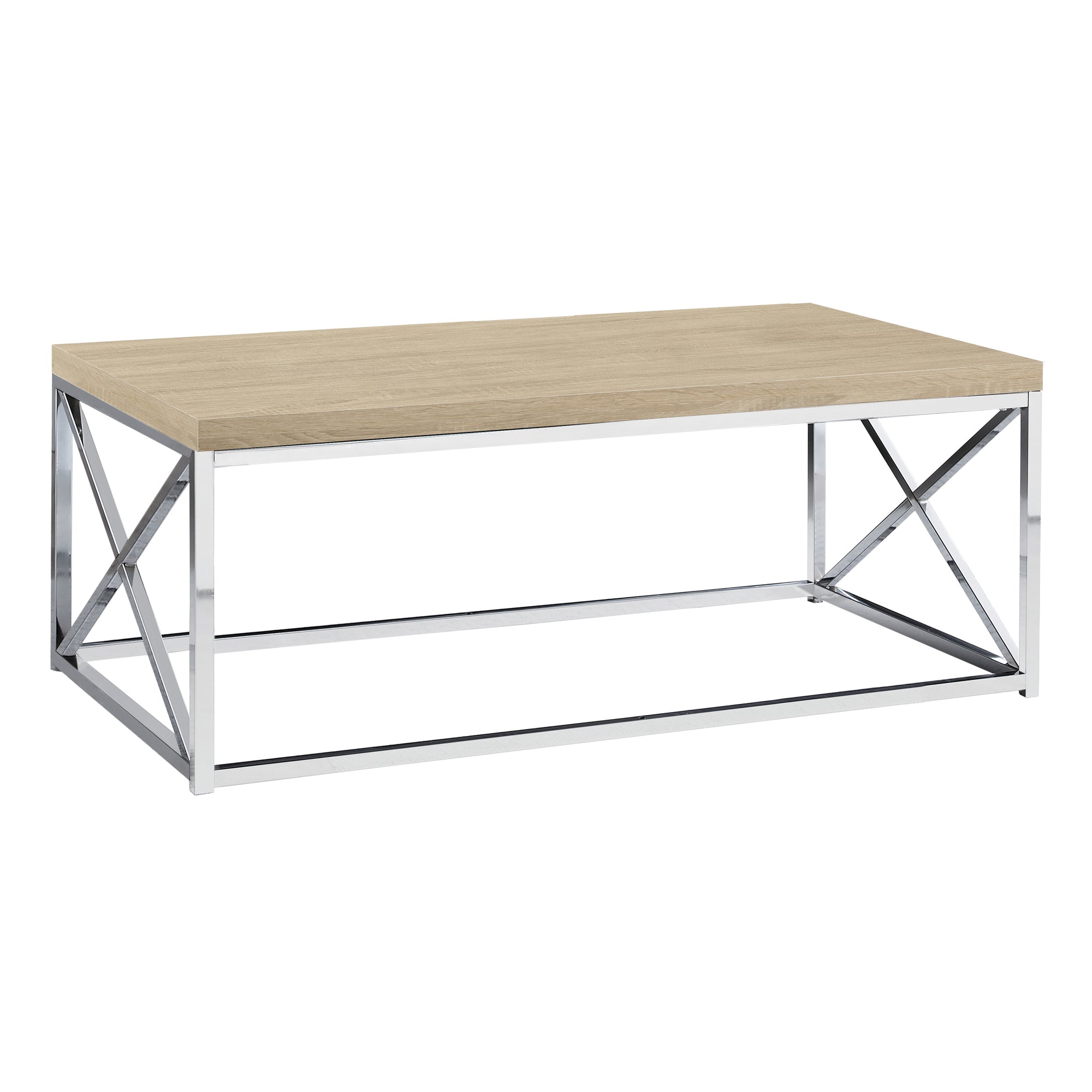 Coffee Table - Natural With Chrome Metal