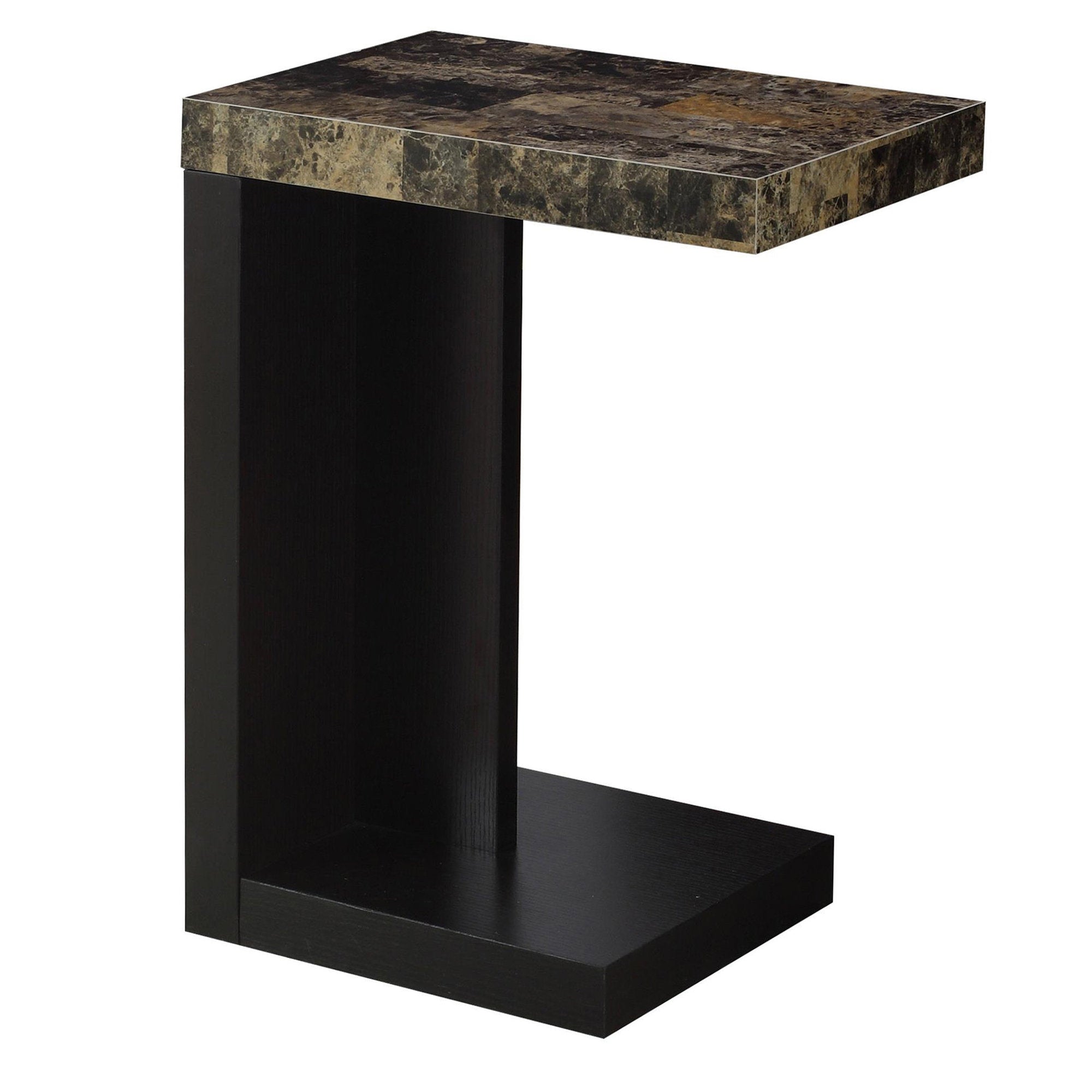 Accent Table - Espresso / Marble-Look Top