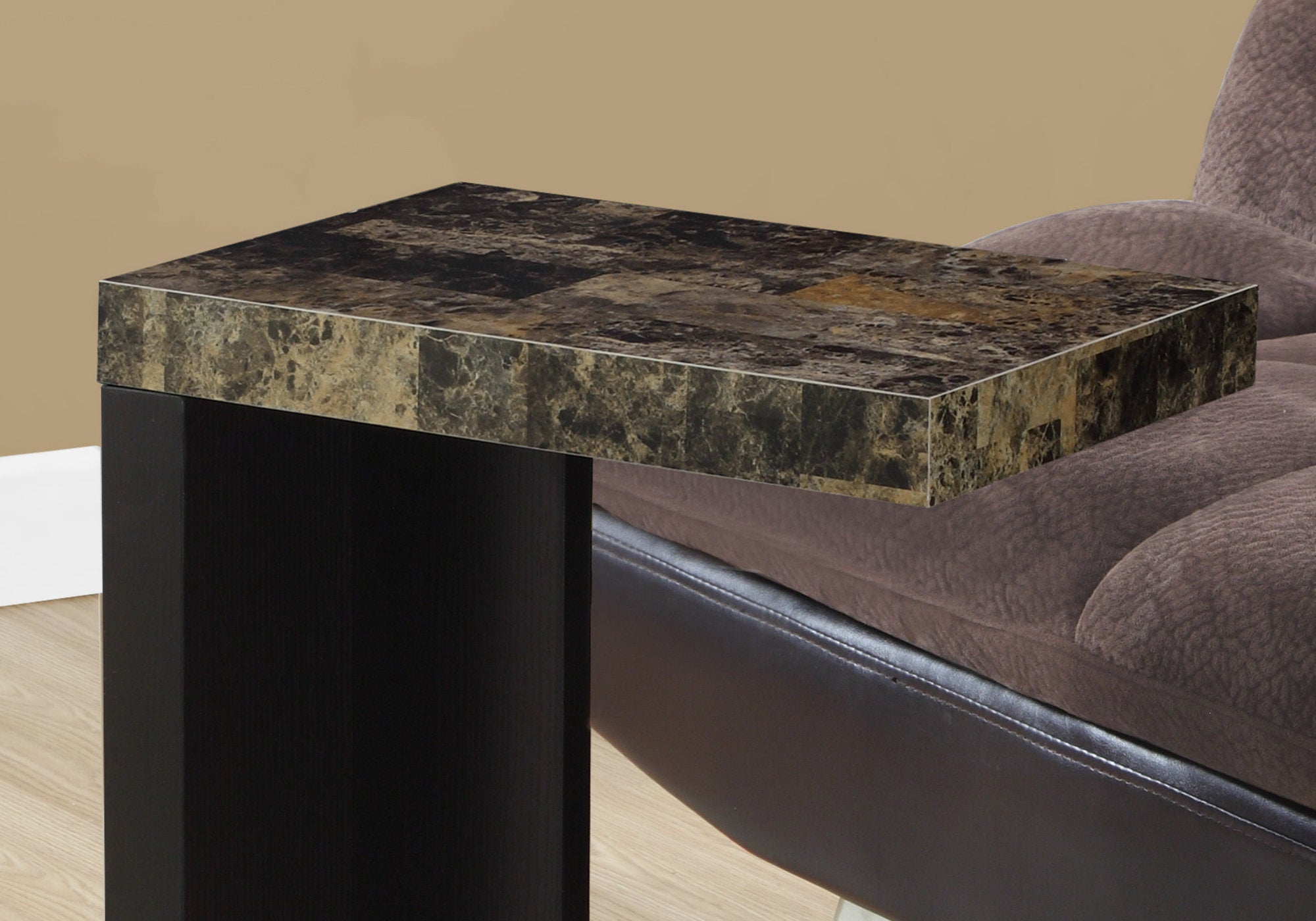 Accent Table - Espresso / Marble-Look Top
