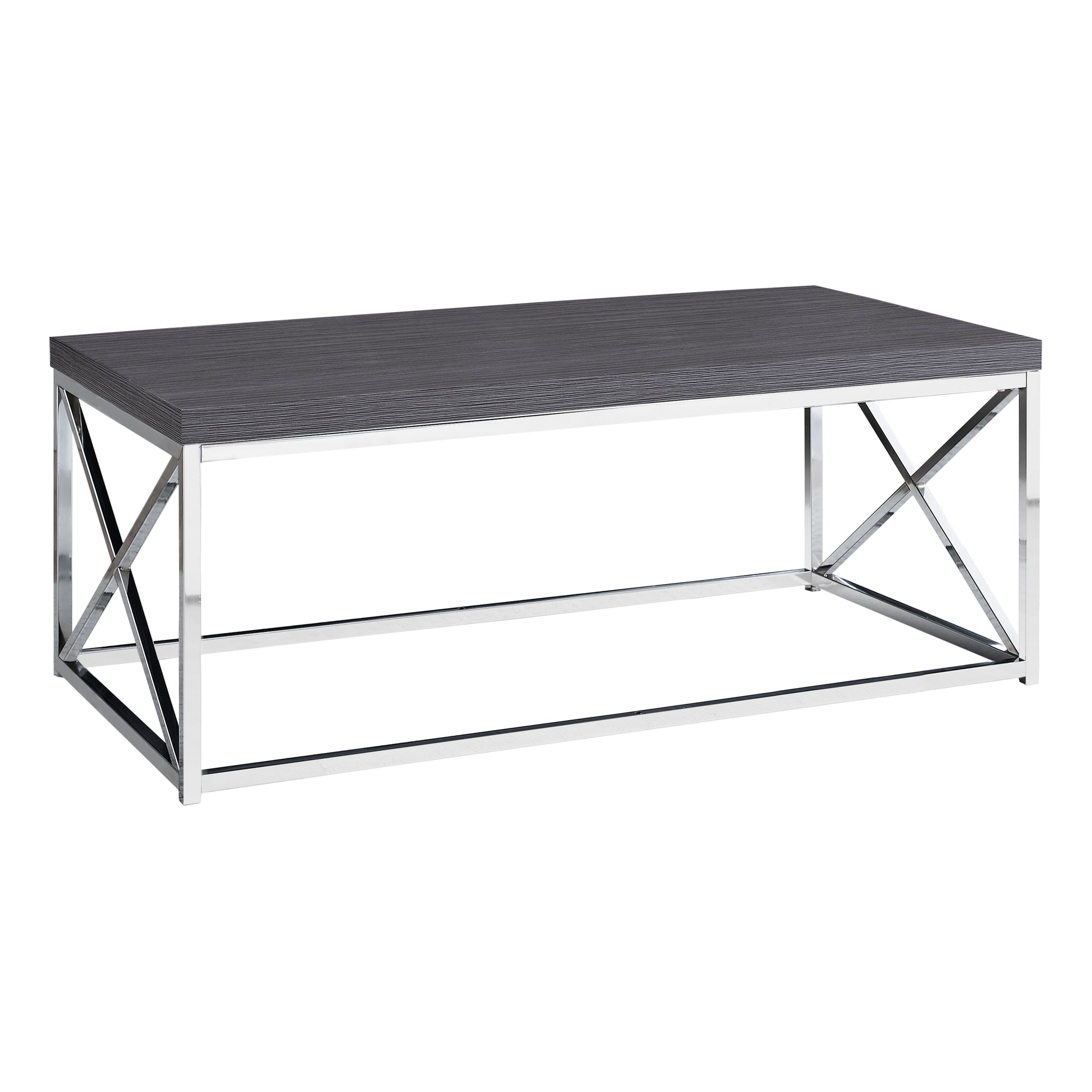 Coffee Table - Grey With Chrome Metal
