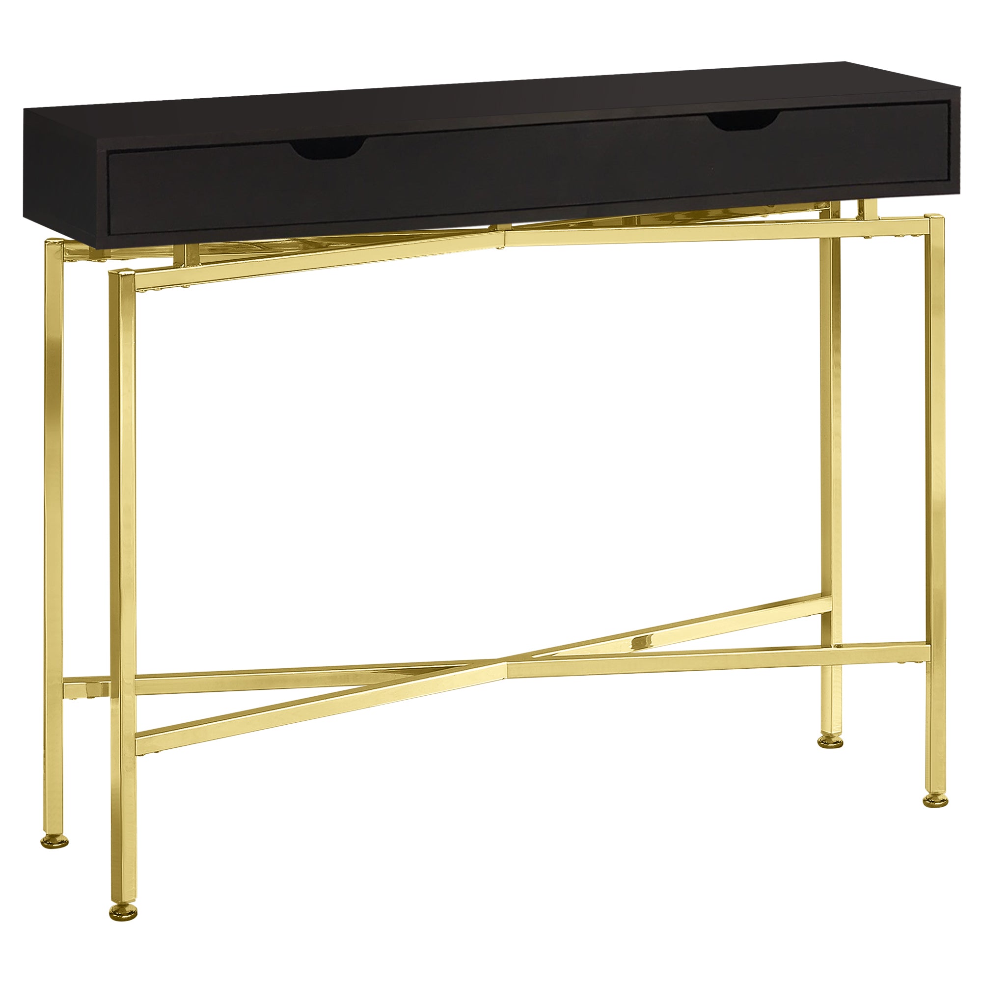 Accent Table - 42L / Espresso / Gold Hall Console