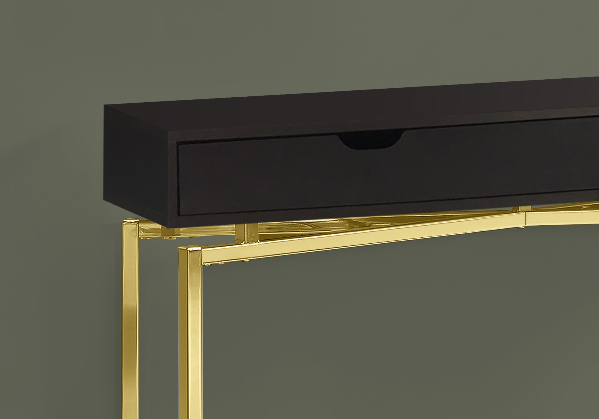 Accent Table - 42L / Espresso / Gold Hall Console