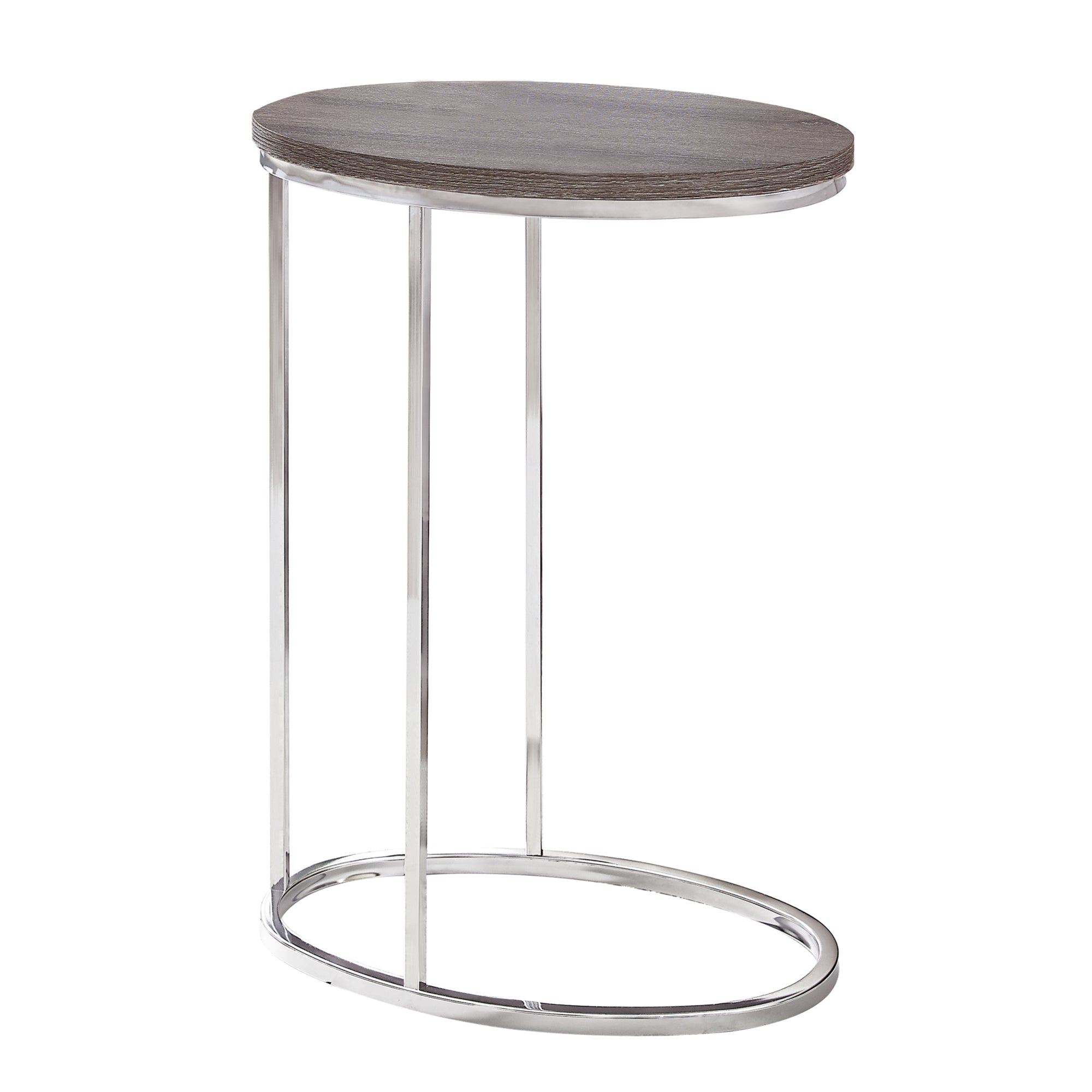 Accent Table - Oval / Dark Taupe With Chrome Metal
