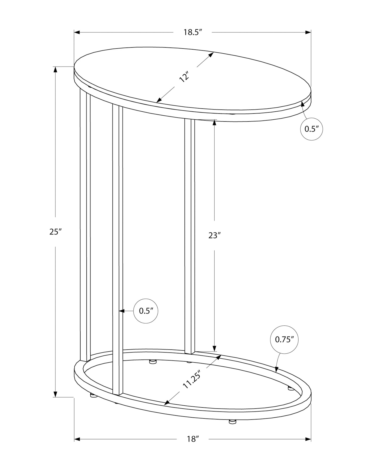 Accent Table - Oval / Espresso With Chrome Metal