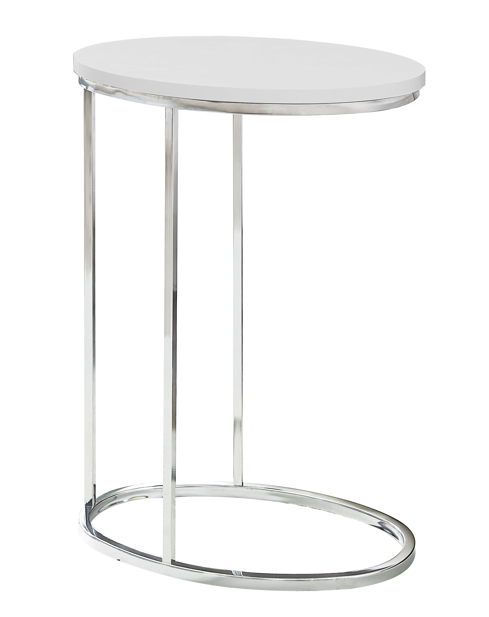Accent Table - Oval / Glossy White With Chrome Metal