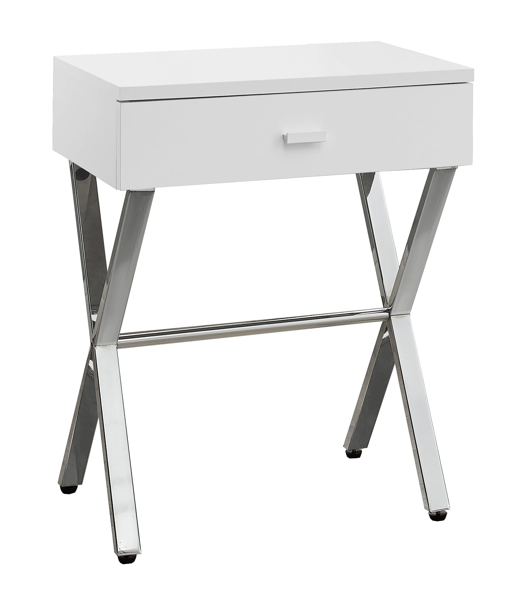 Accent Table - 24H / Glossy White / Chrome Metal