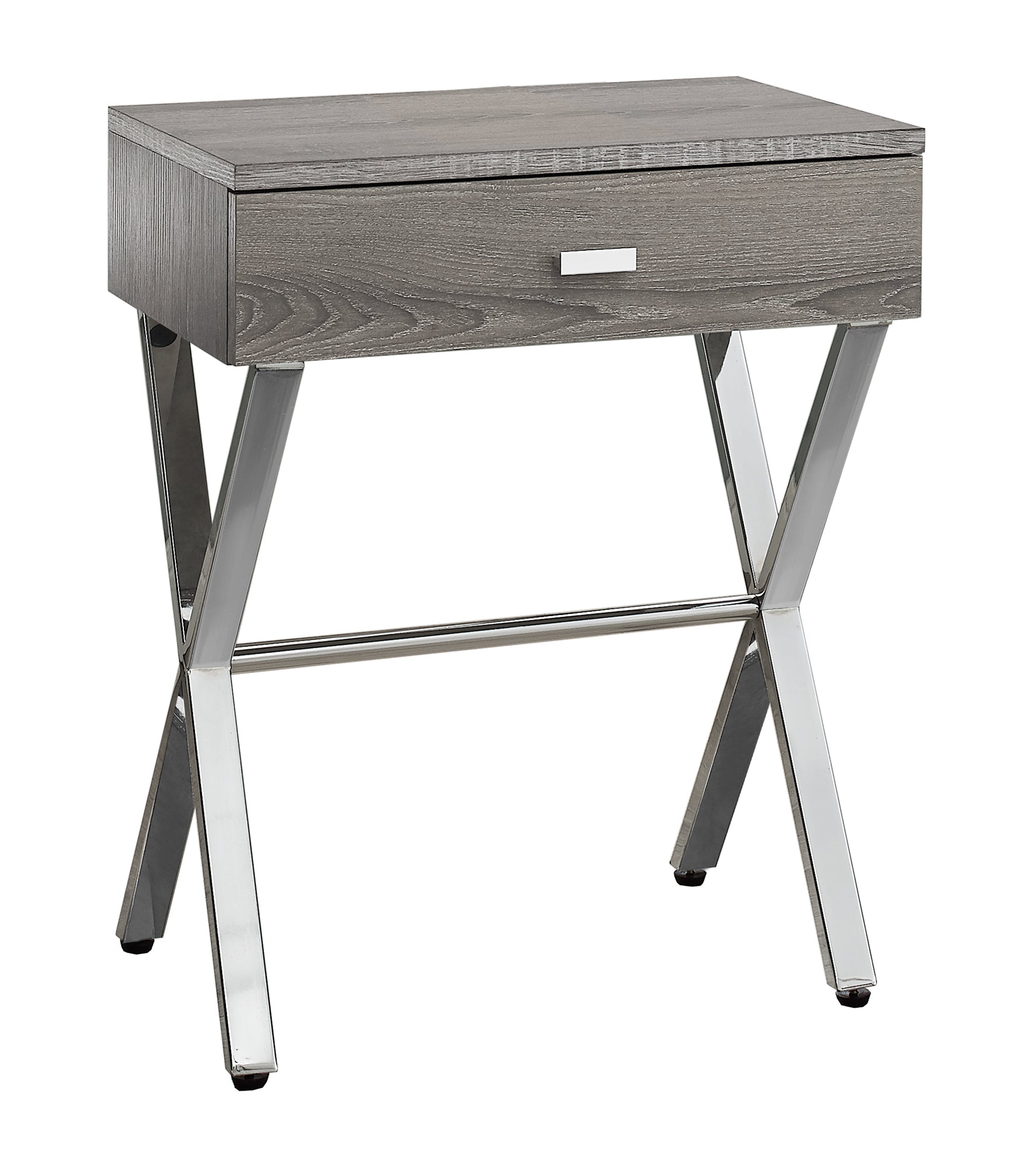Accent Table - 24H / Dark Taupe / Chrome Metal
