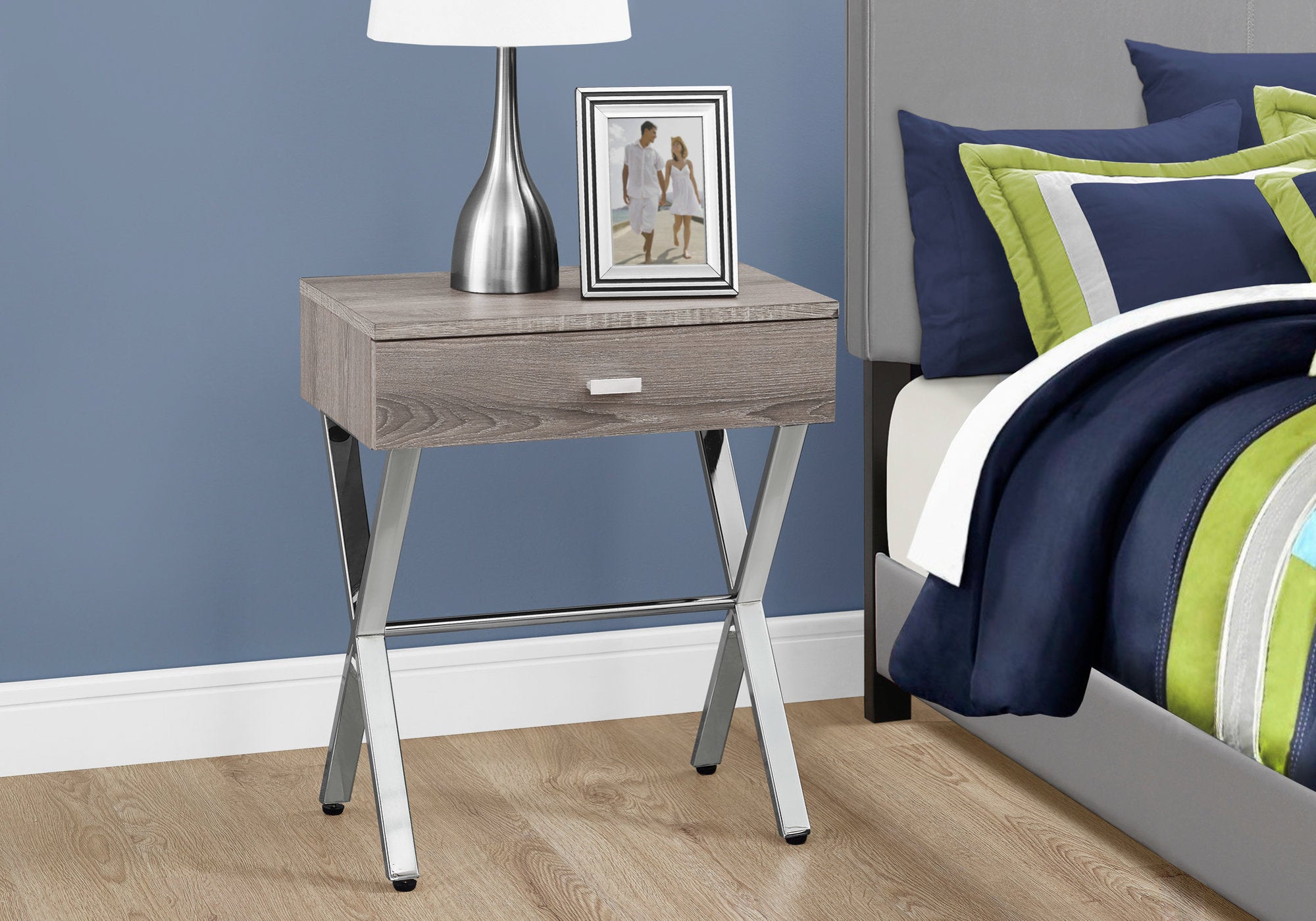 Accent Table - 24H / Dark Taupe / Chrome Metal