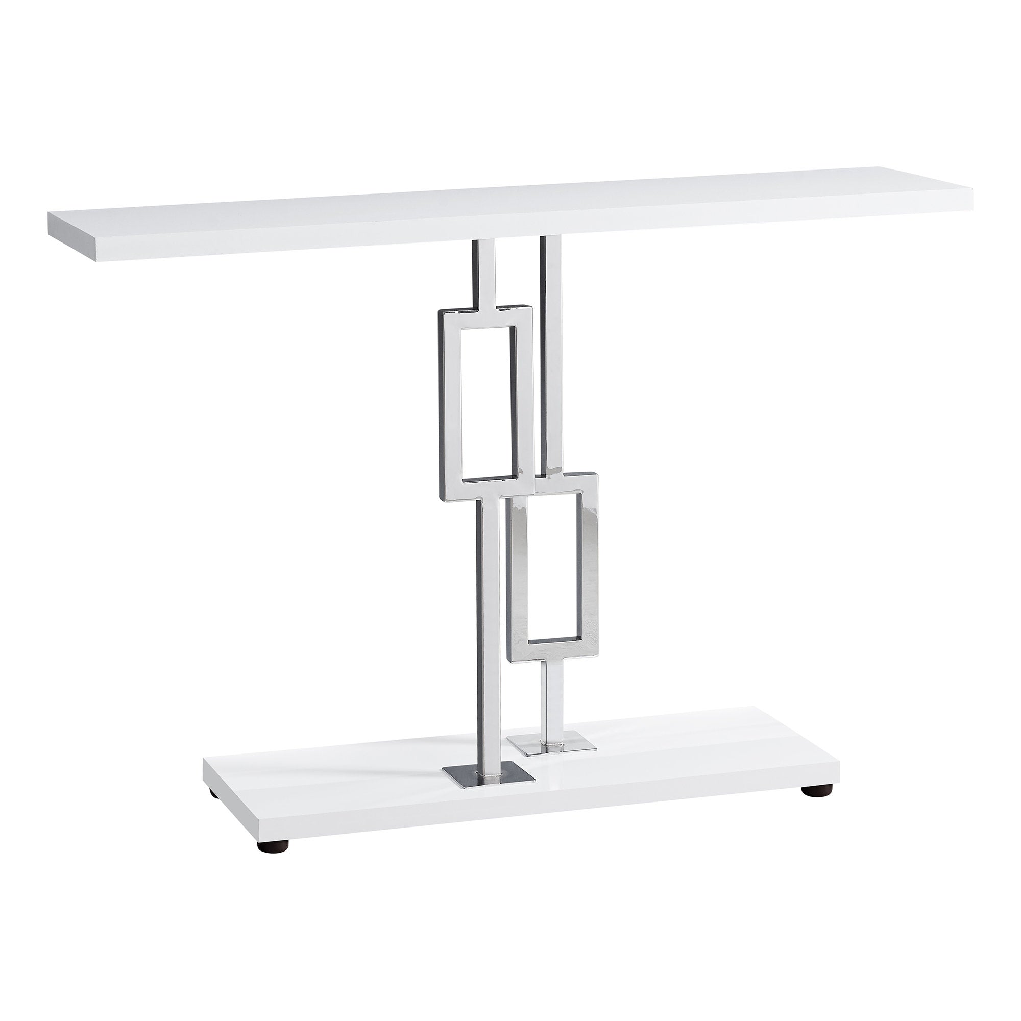 Accent Table - 48L / Glossy White / Chrome Metal