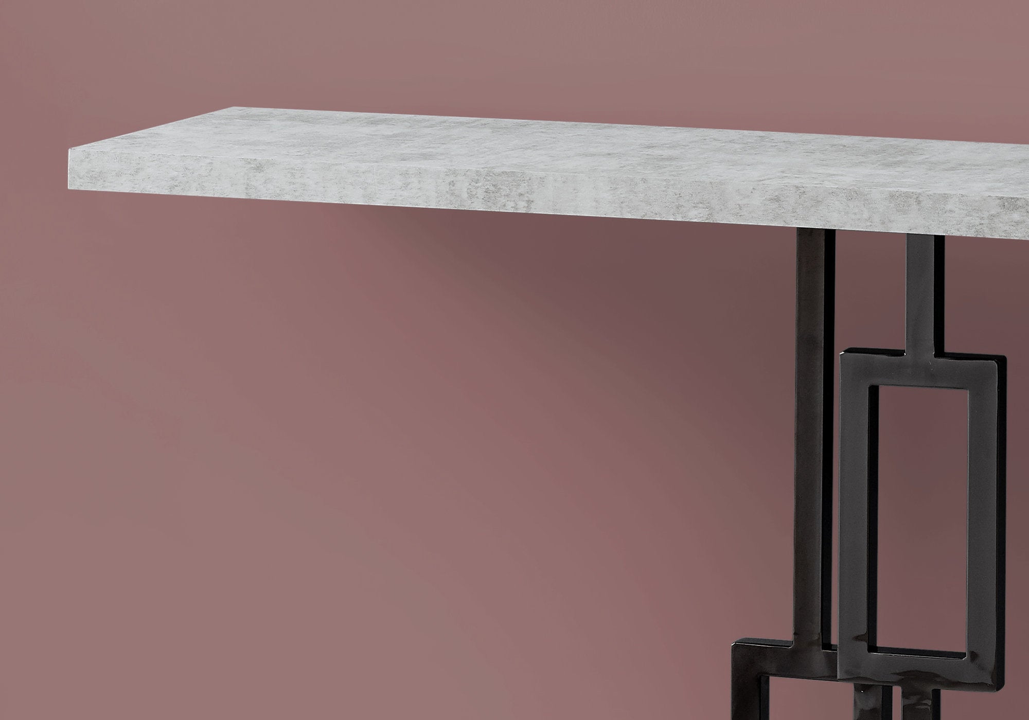 Accent Table - 48L / Grey Cement / Black Nickel Metal
