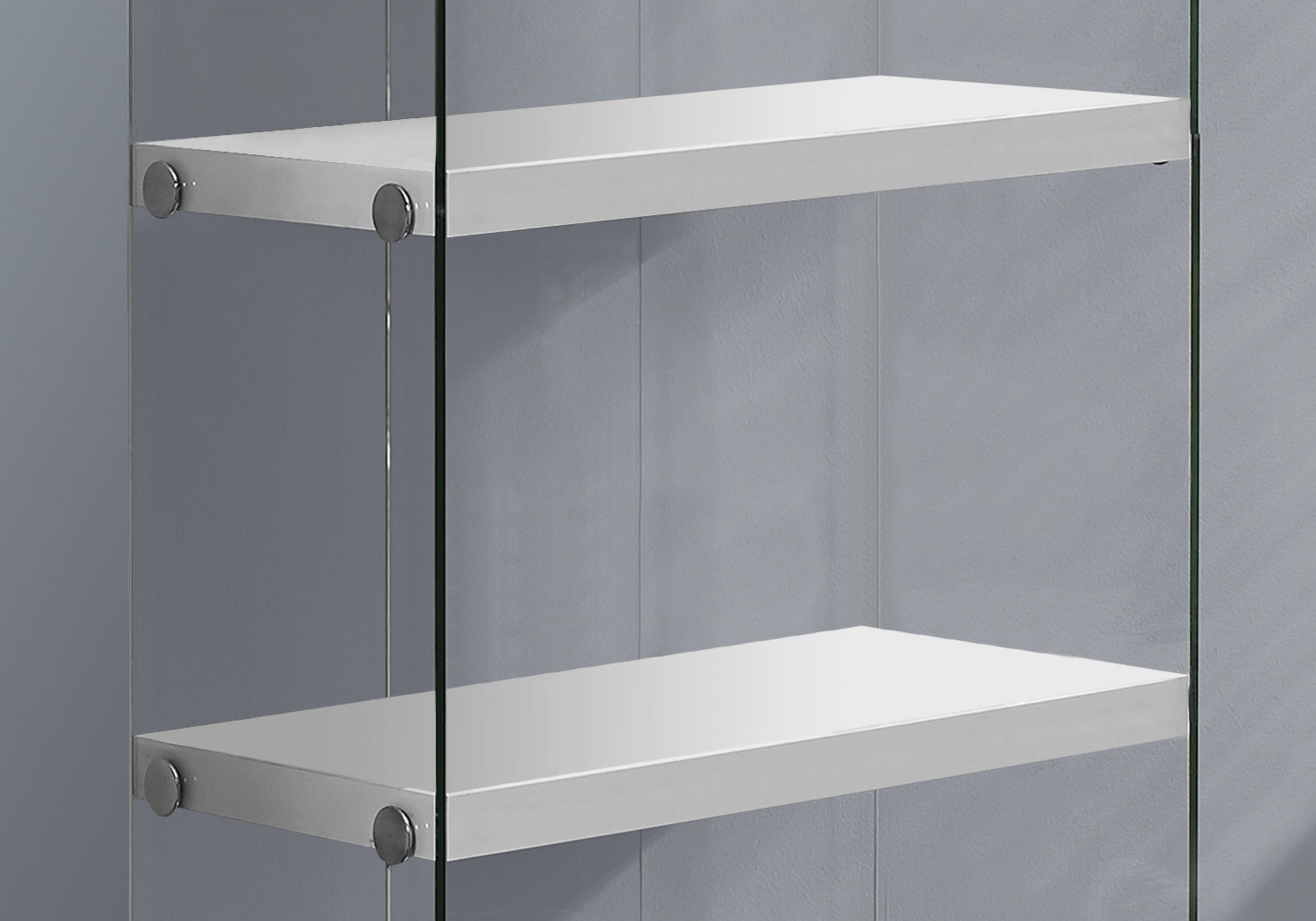 Bookcase - 60H / Glossy White With Tempered Glass