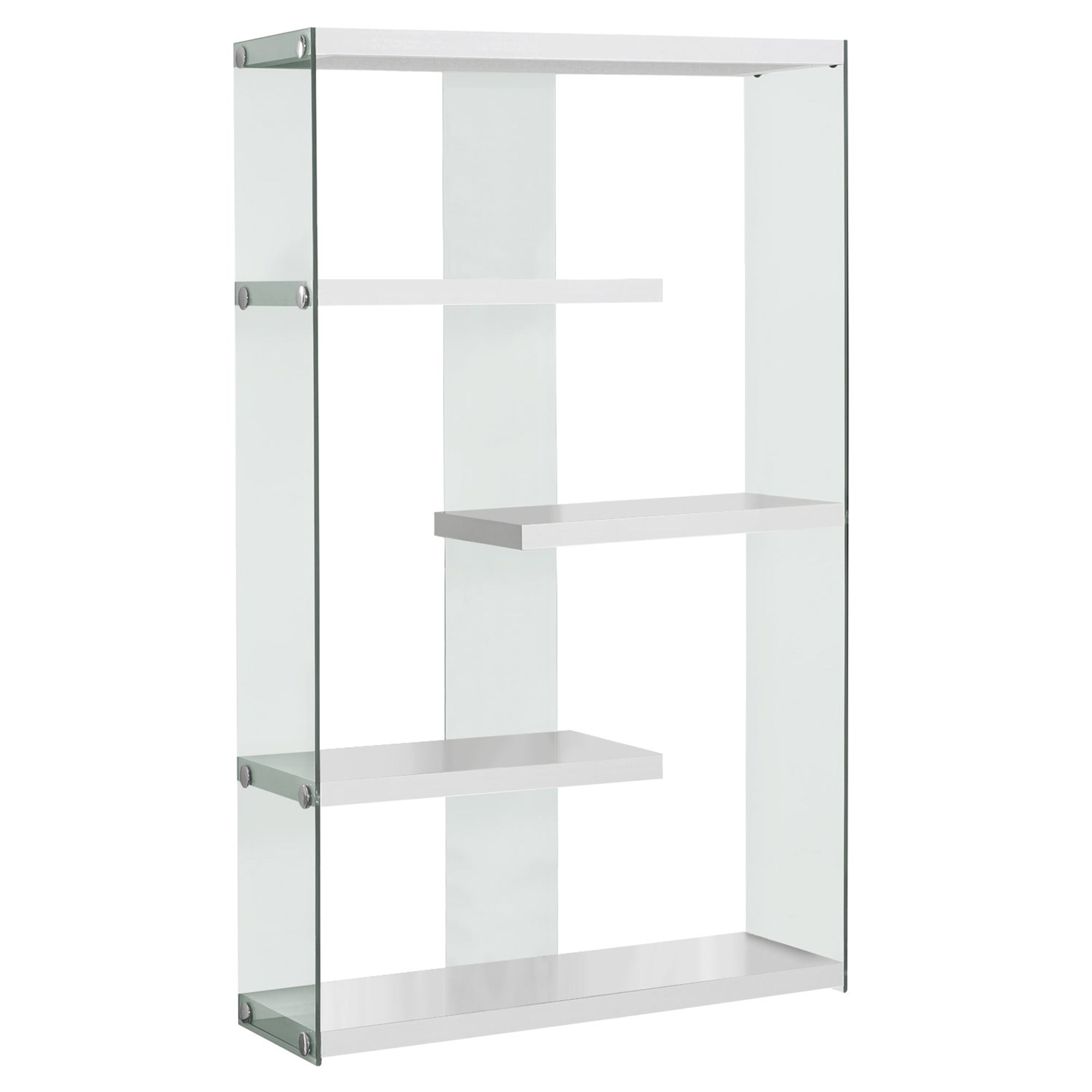 Bookcase - 60H / Glossy White With Tempered Glass