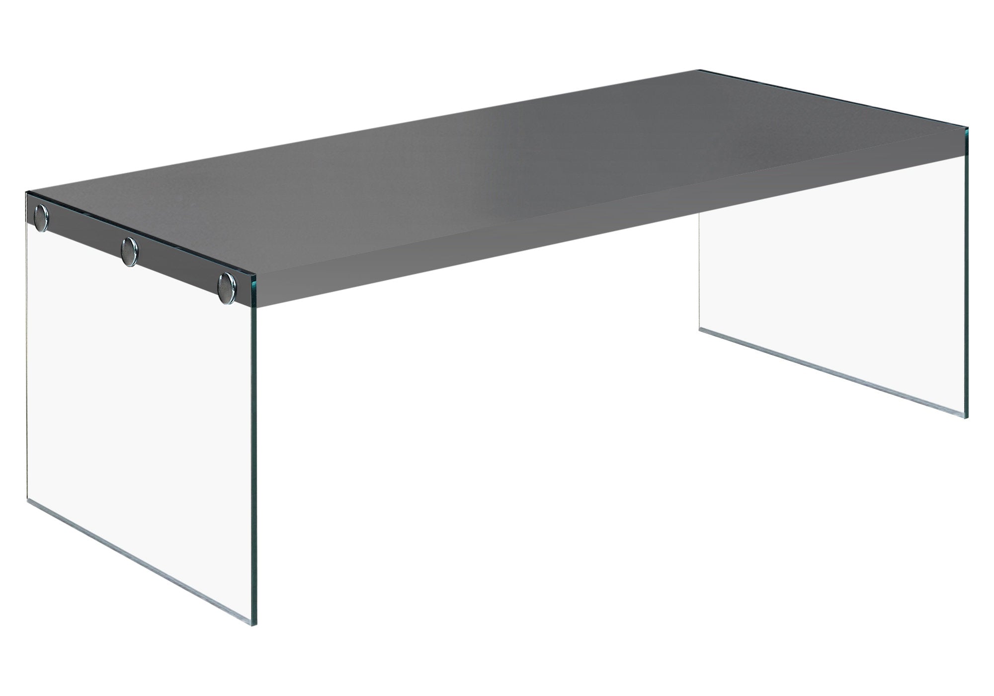 Coffee Table - Glossy Grey With Tempered Glass