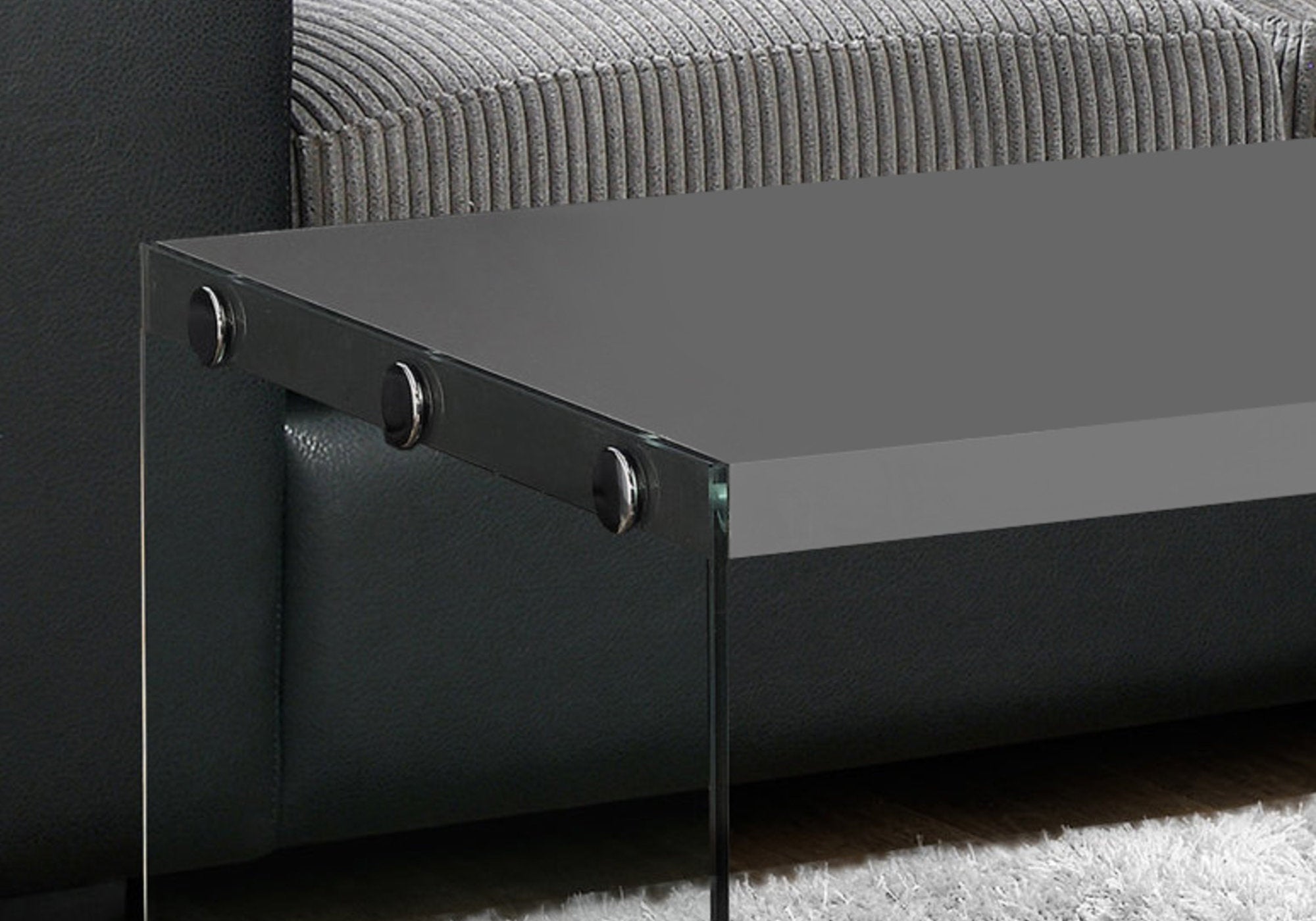 Coffee Table - Glossy Grey With Tempered Glass
