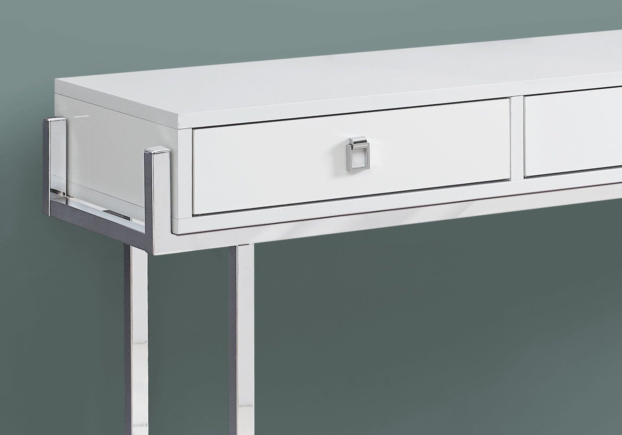 Accent Table - 48L / Glossy White / Chrome Metal