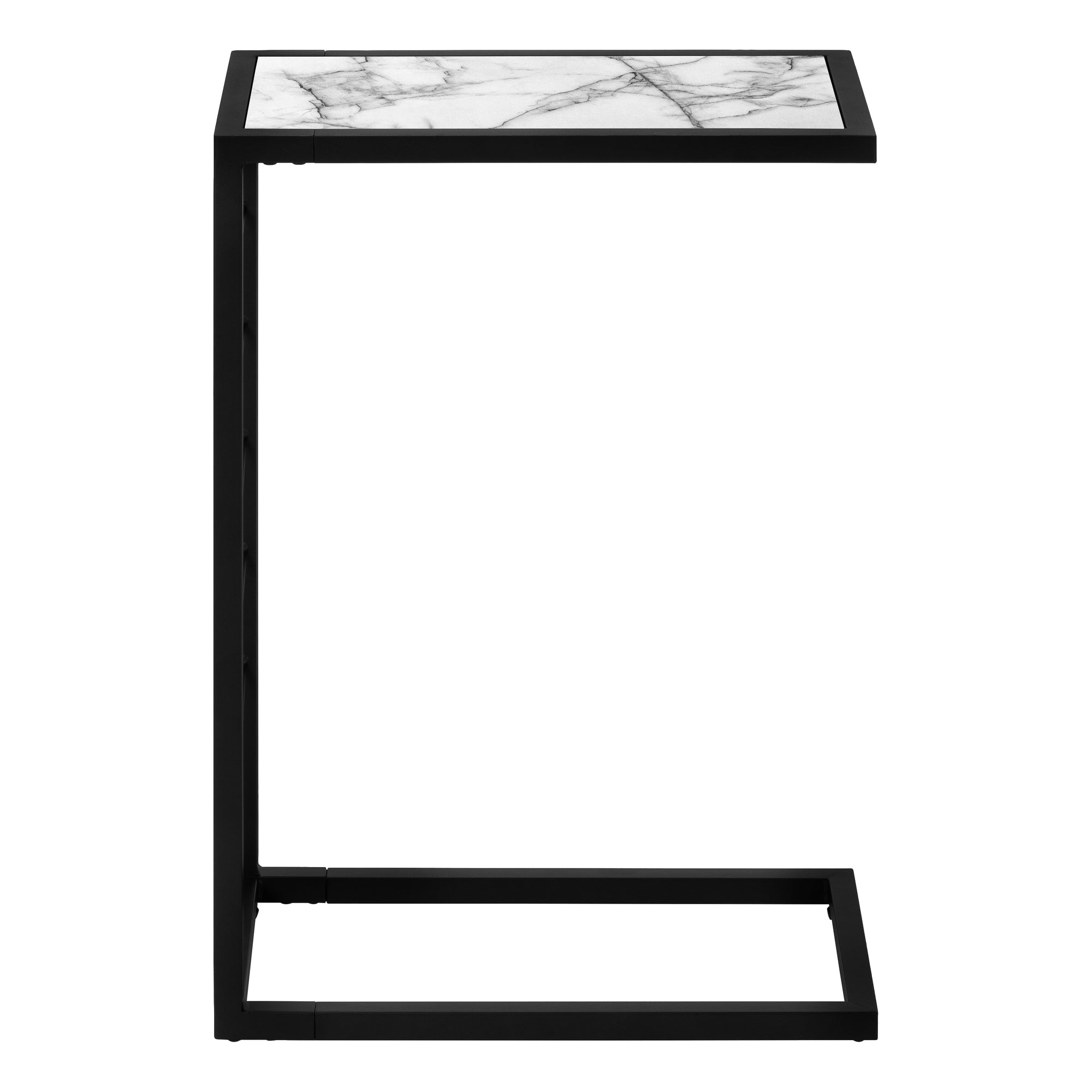 Accent Table - 25H / White Marble-Look / Black Metal