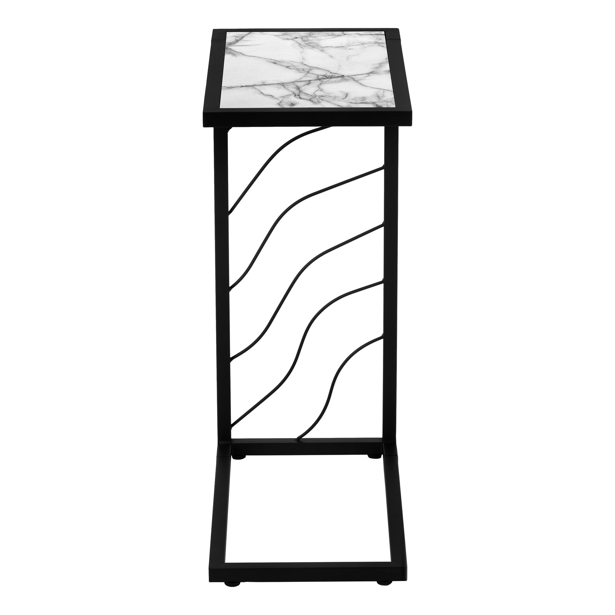 Accent Table - 25H / White Marble-Look / Black Metal