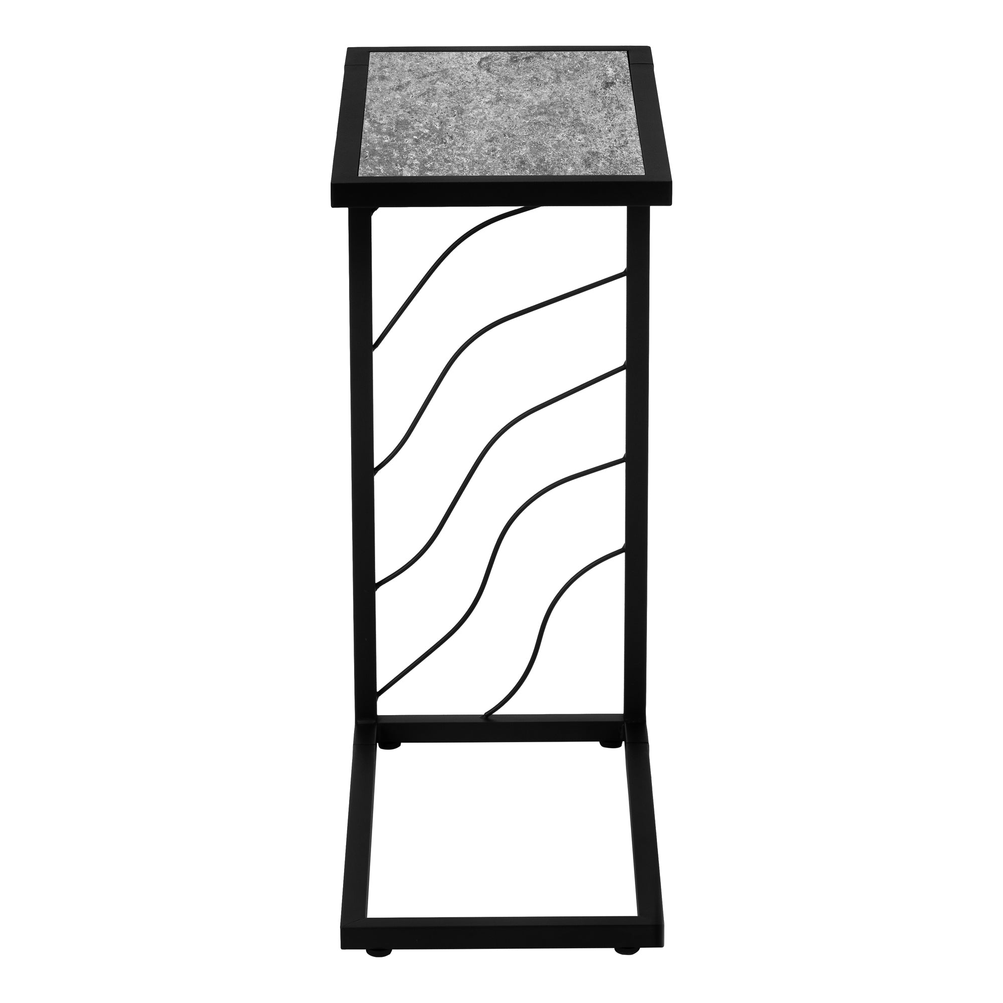 Accent Table - 25H / Grey Stone-Look / Black Metal