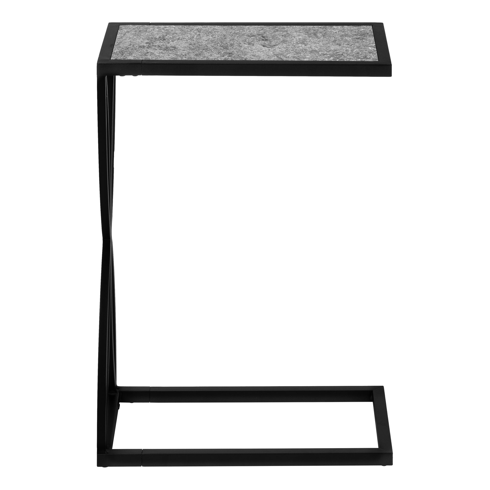 Accent Table - 25H / Grey Stone-Look / Black Metal