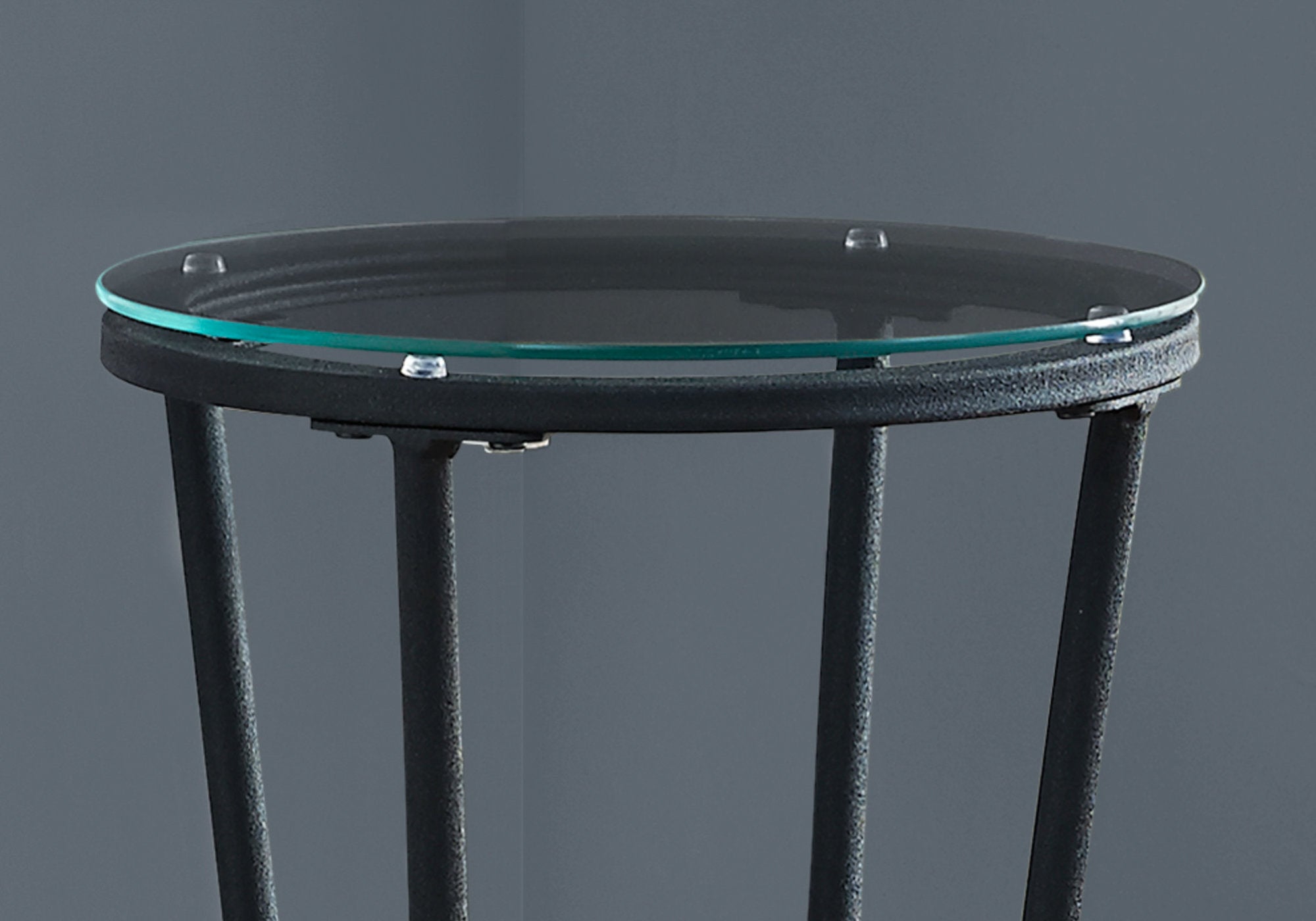 Accent Table - Hammered Black Metal With Tempered Glass