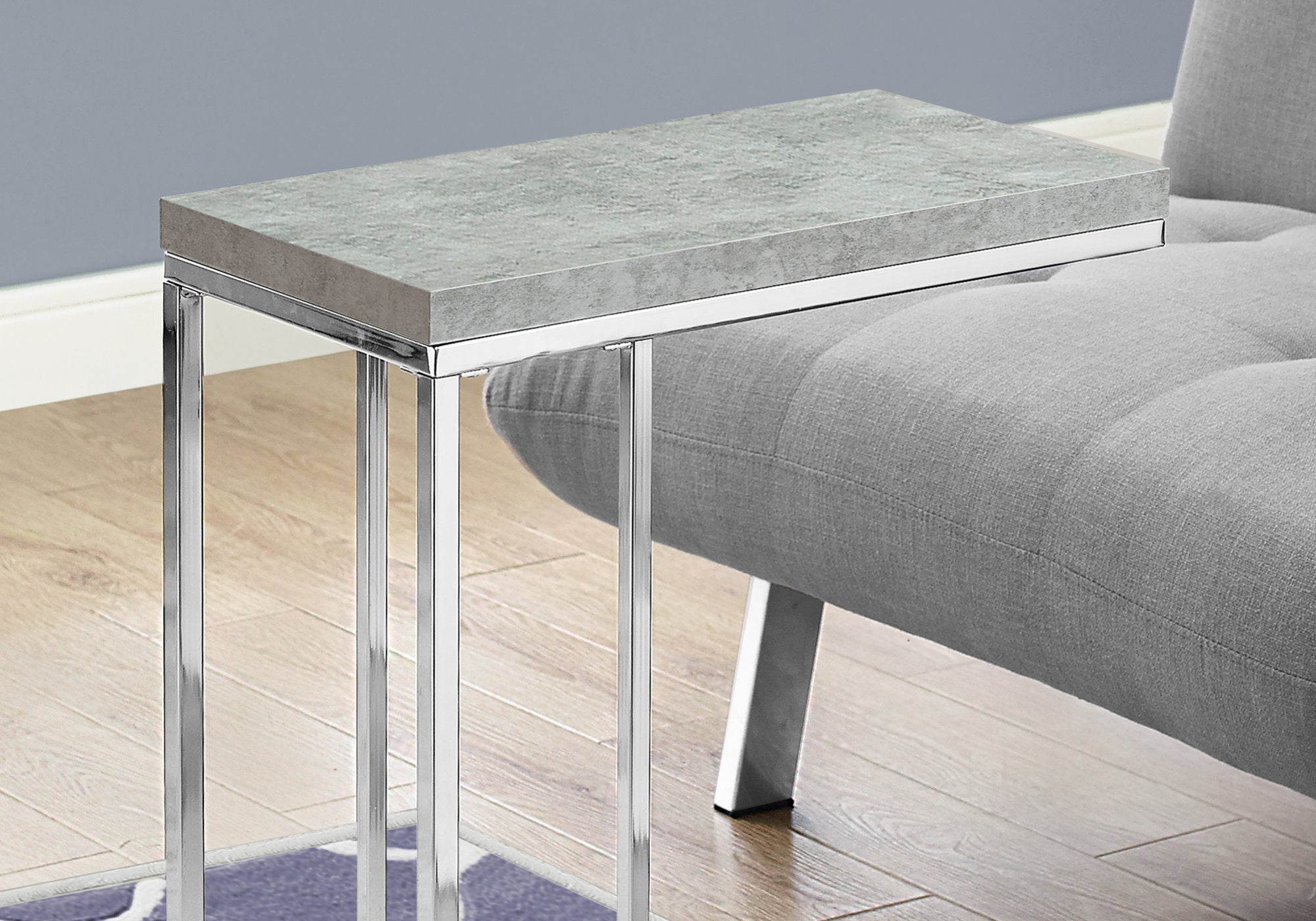 Accent Table - Grey Cement With Chrome Metal