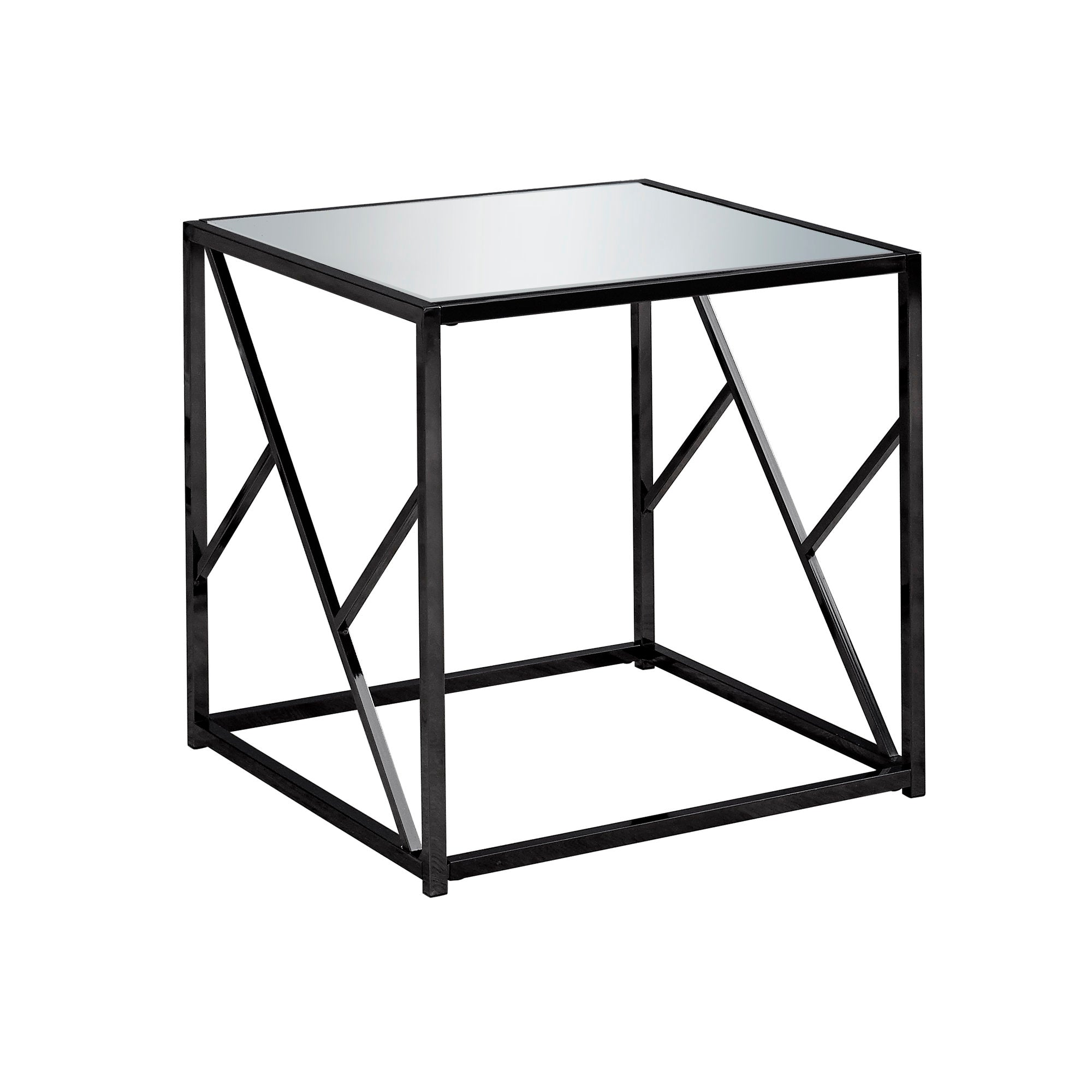 Accent Table - Black Nickel Metal / Mirror Top