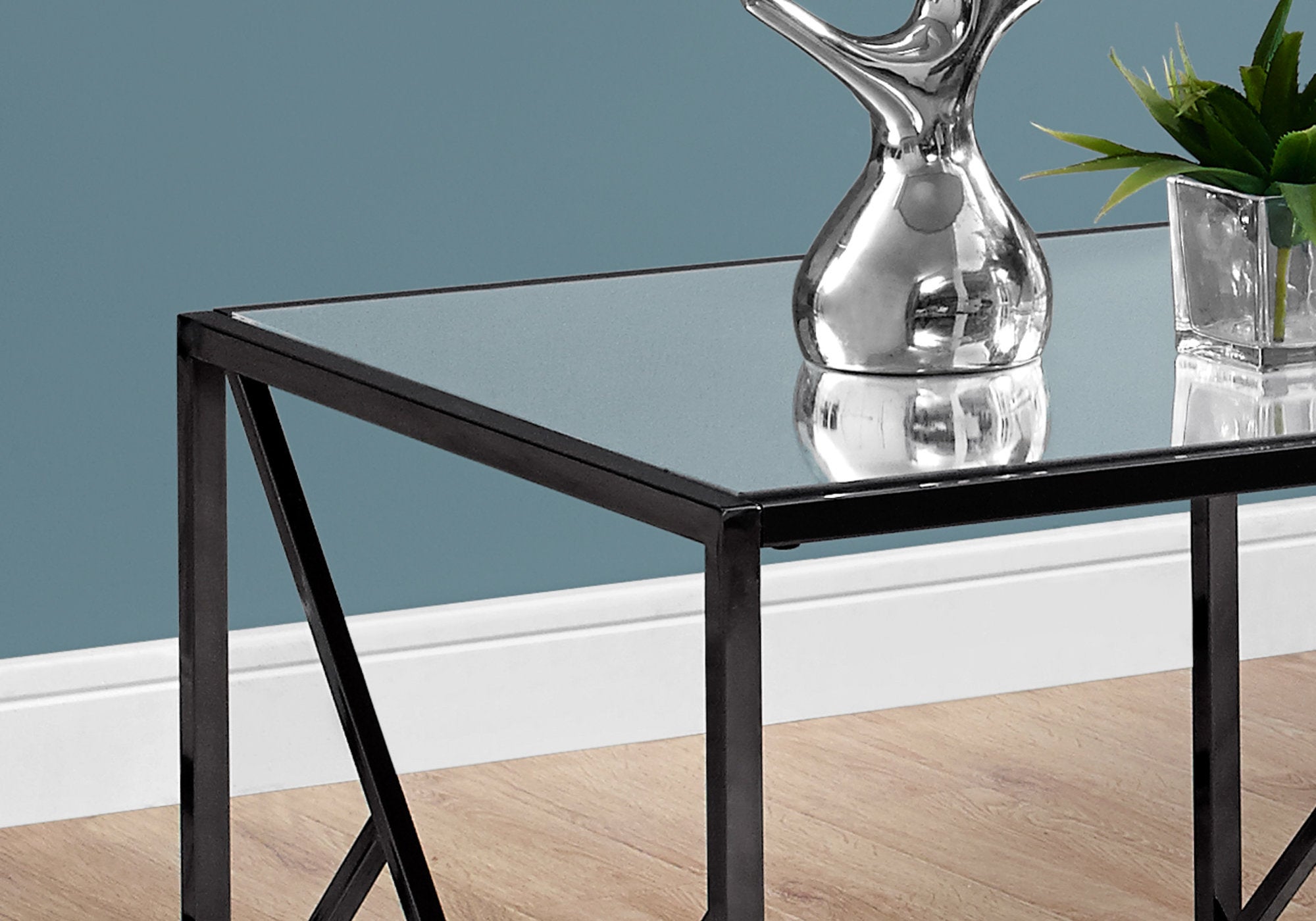 Accent Table - Black Nickel Metal / Mirror Top