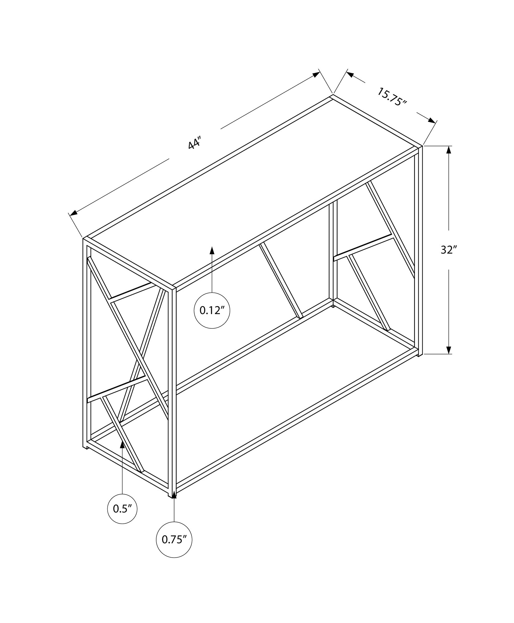 Accent Table - 44L / Black Nickel Metal / Mirror Top