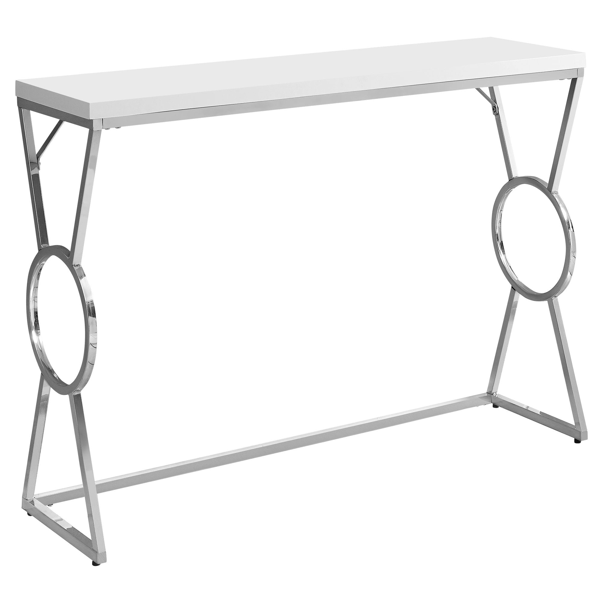 Accent Table - 42L / Glossy White / Chrome Metal