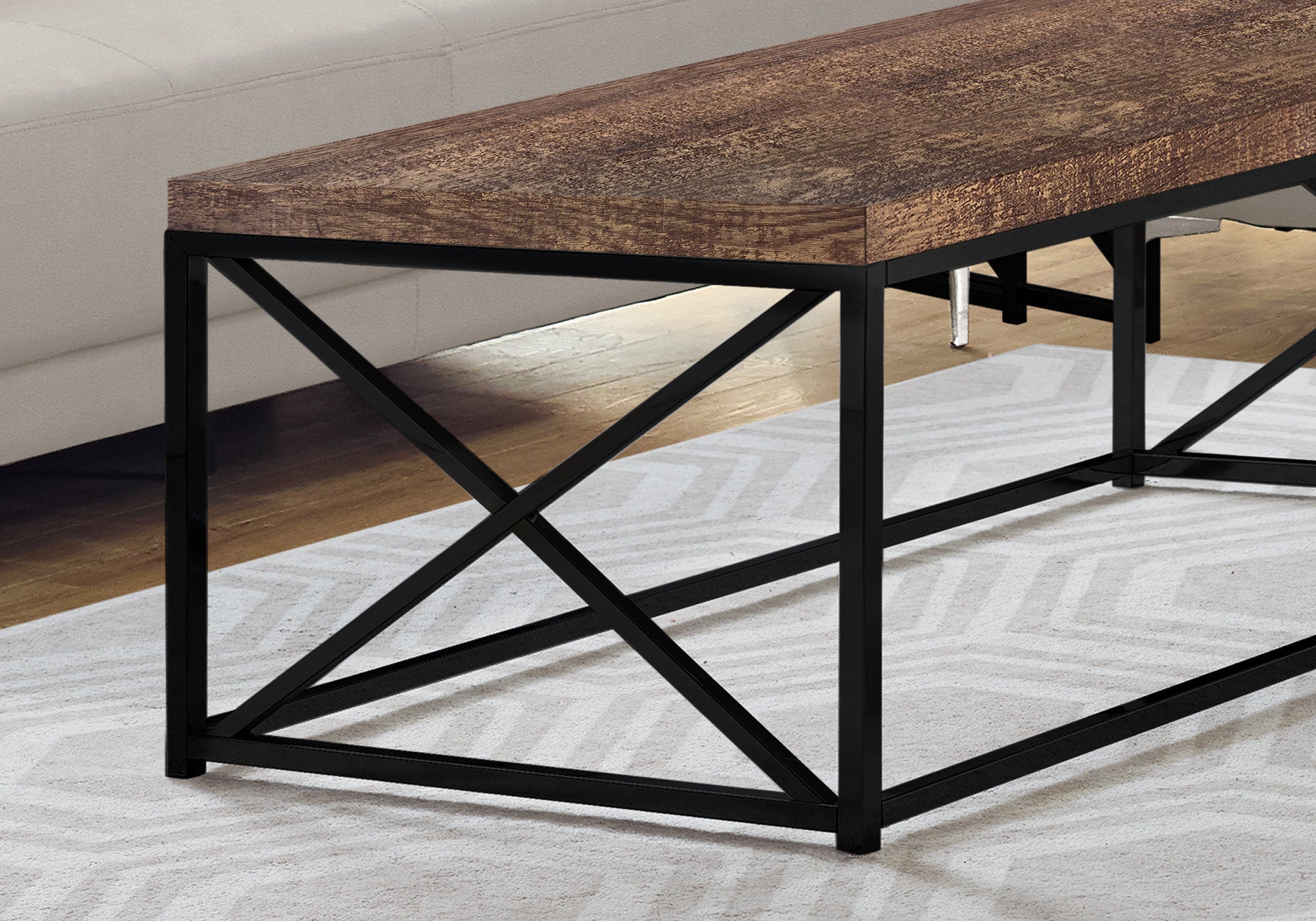 Coffee Table - Brown Reclaimed Wood-Look / Black Metal