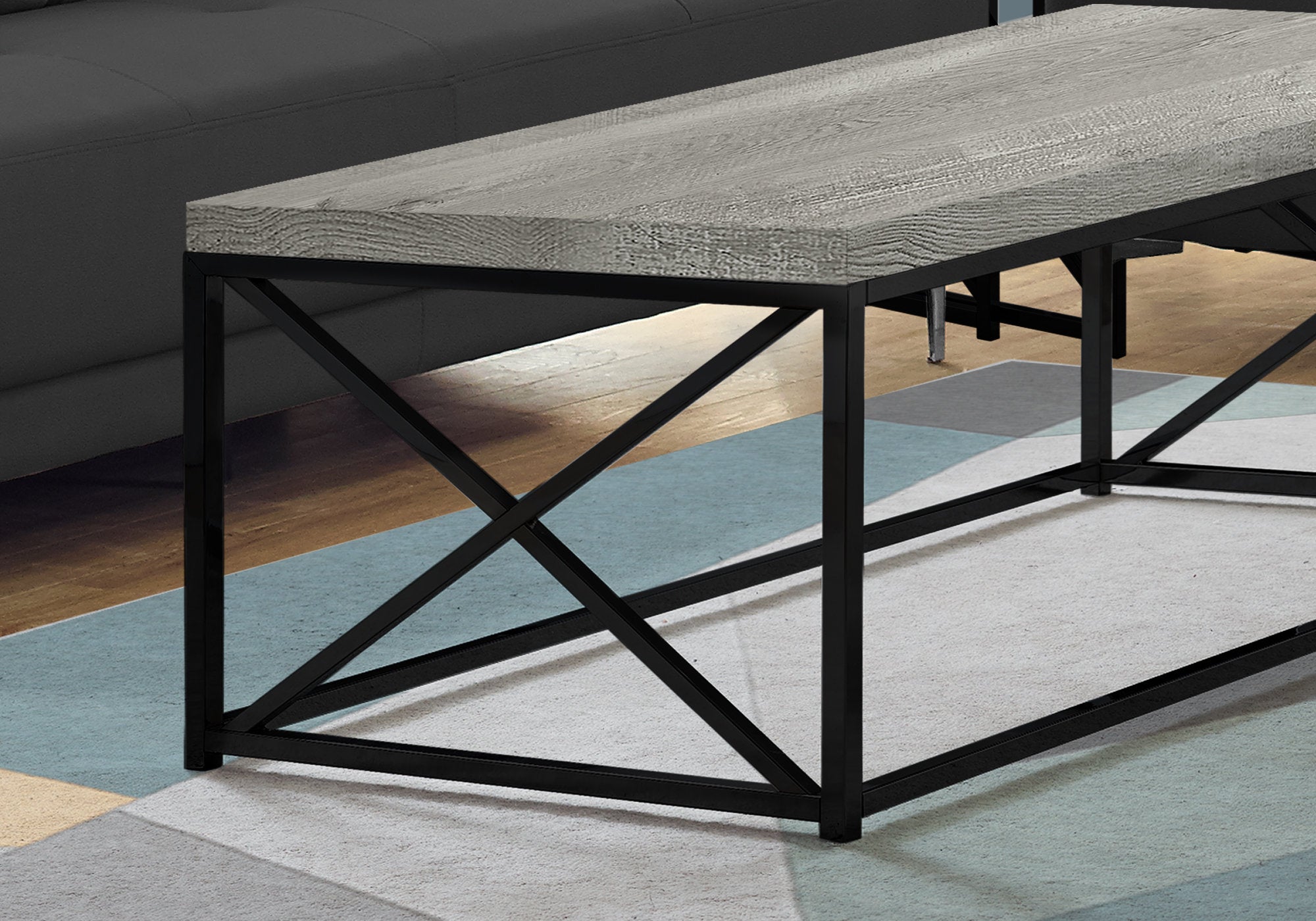 Coffee Table - Grey Reclaimed Wood-Look/ Black Metal