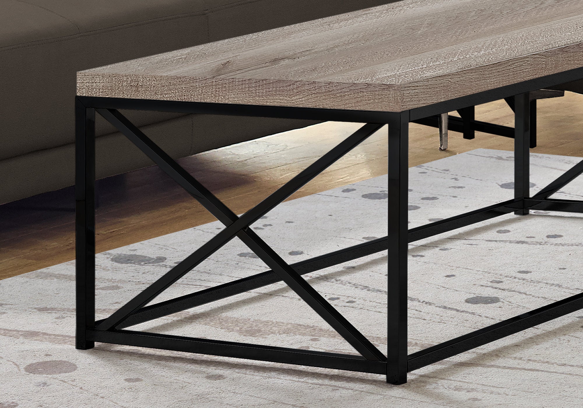 Coffee Table - Taupe Reclaimed Wood-Look / Black Metal