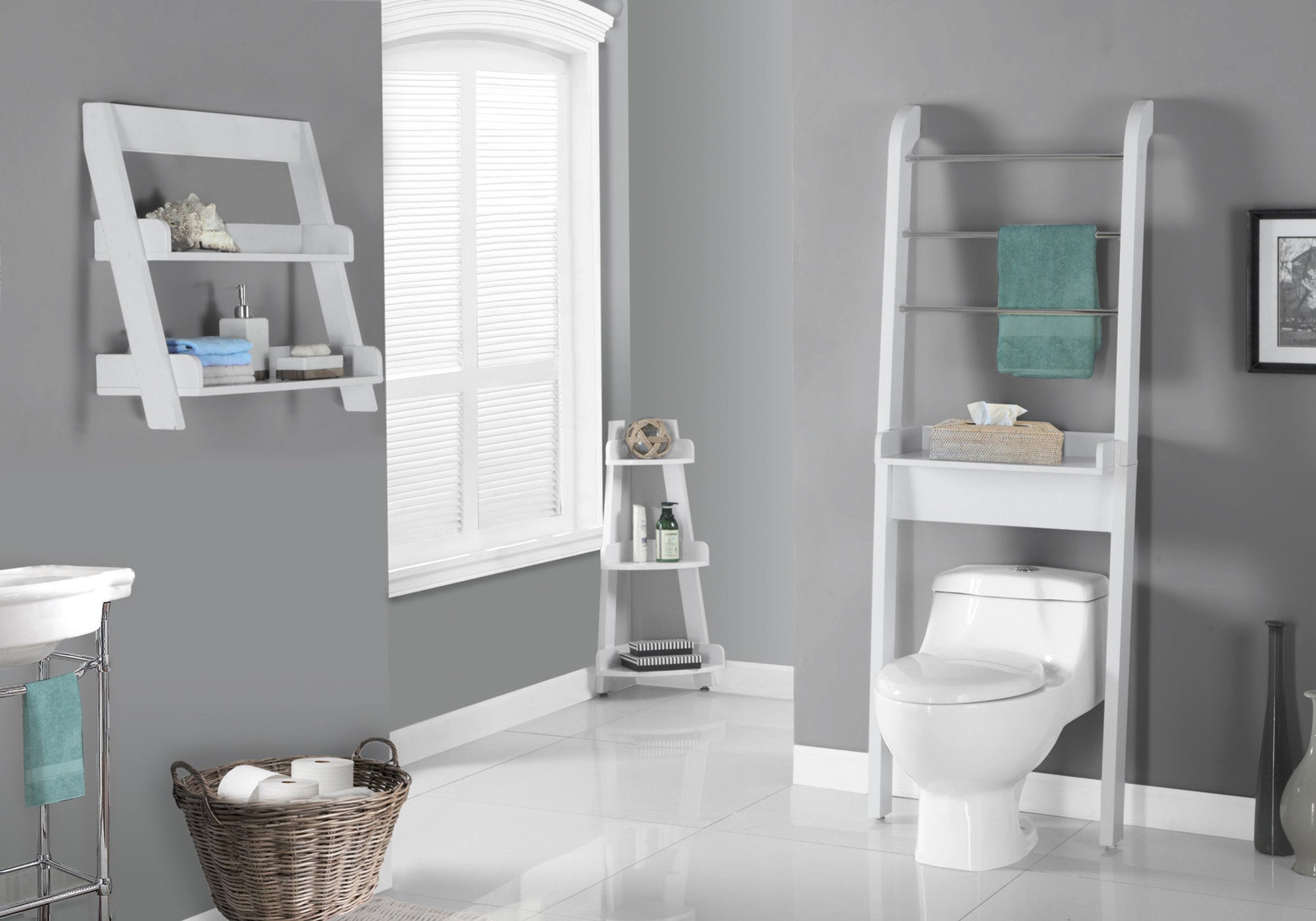 Bathroom Accent - 24H / White Wall Mount Shelf