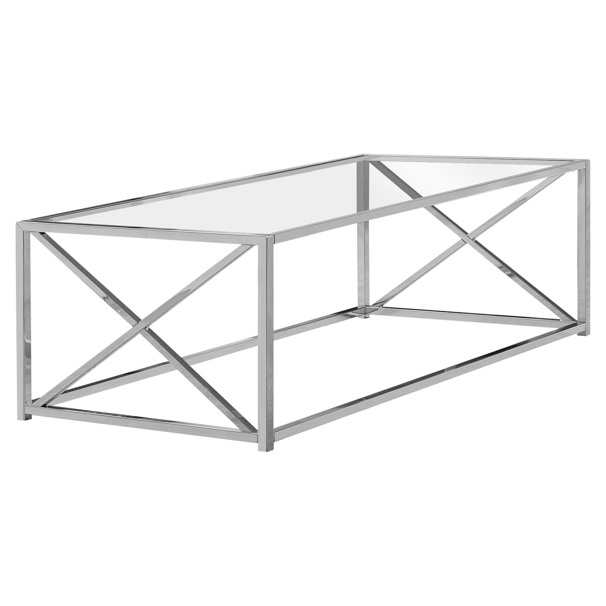 Coffee Table - 44L / Chrome Metal With Tempered Glass