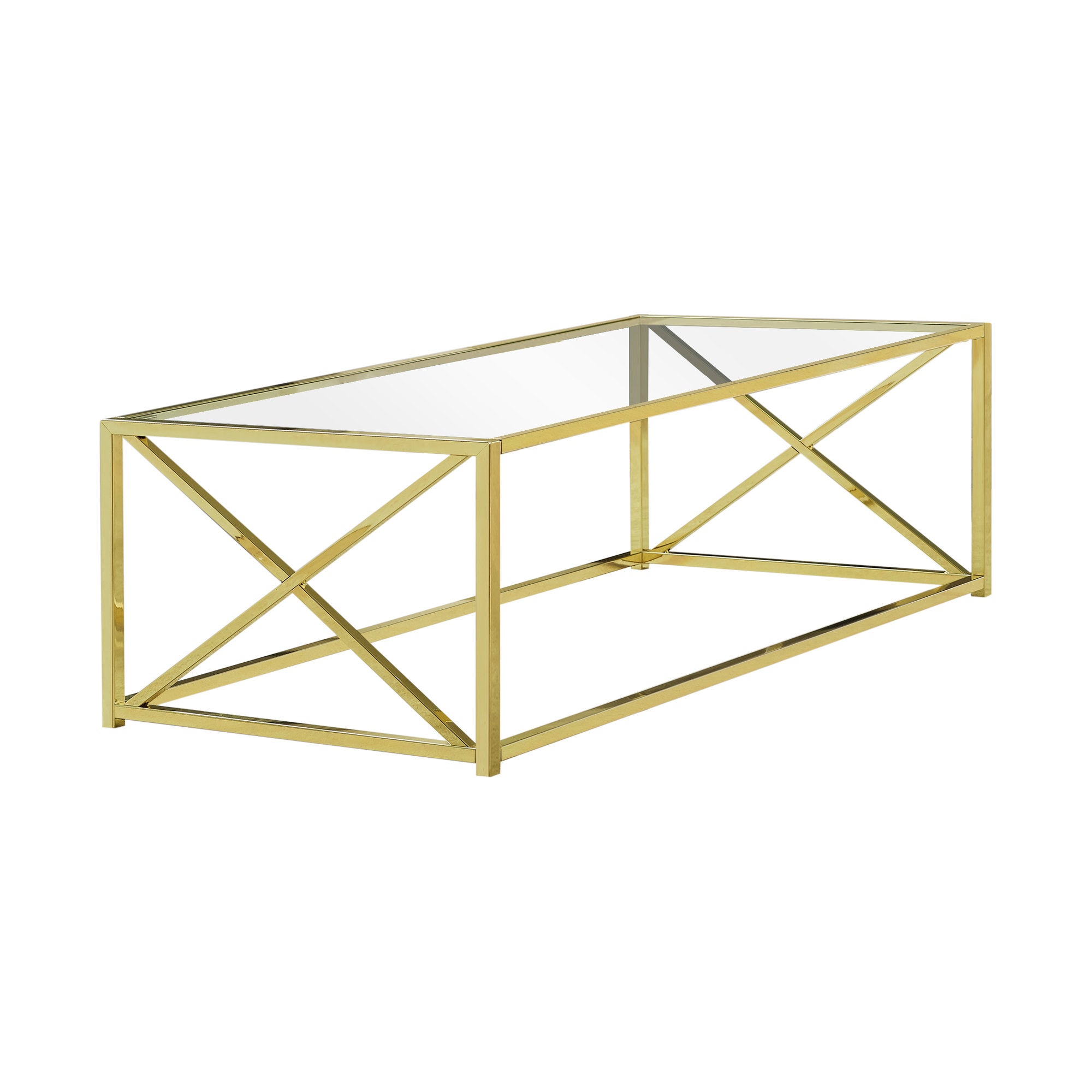 Coffee Table - 44L / Gold Metal With Tempered Glass