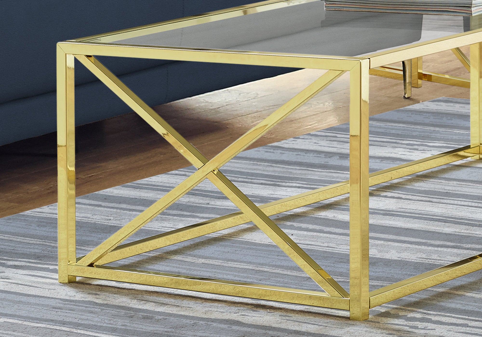 Coffee Table - 44L / Gold Metal With Tempered Glass