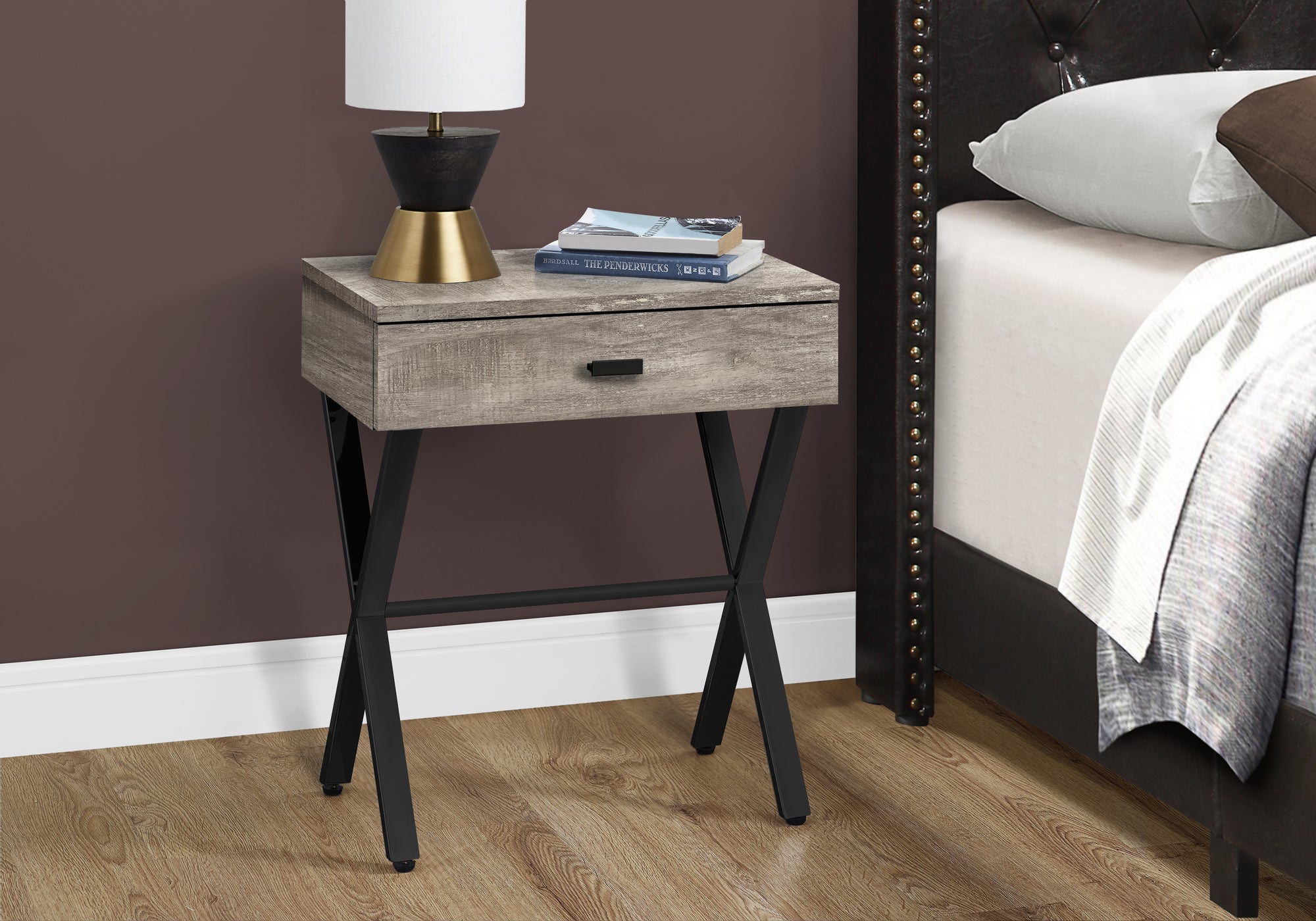 Accent Table - 24H / Taupe Reclaimed Wood / Black Metal