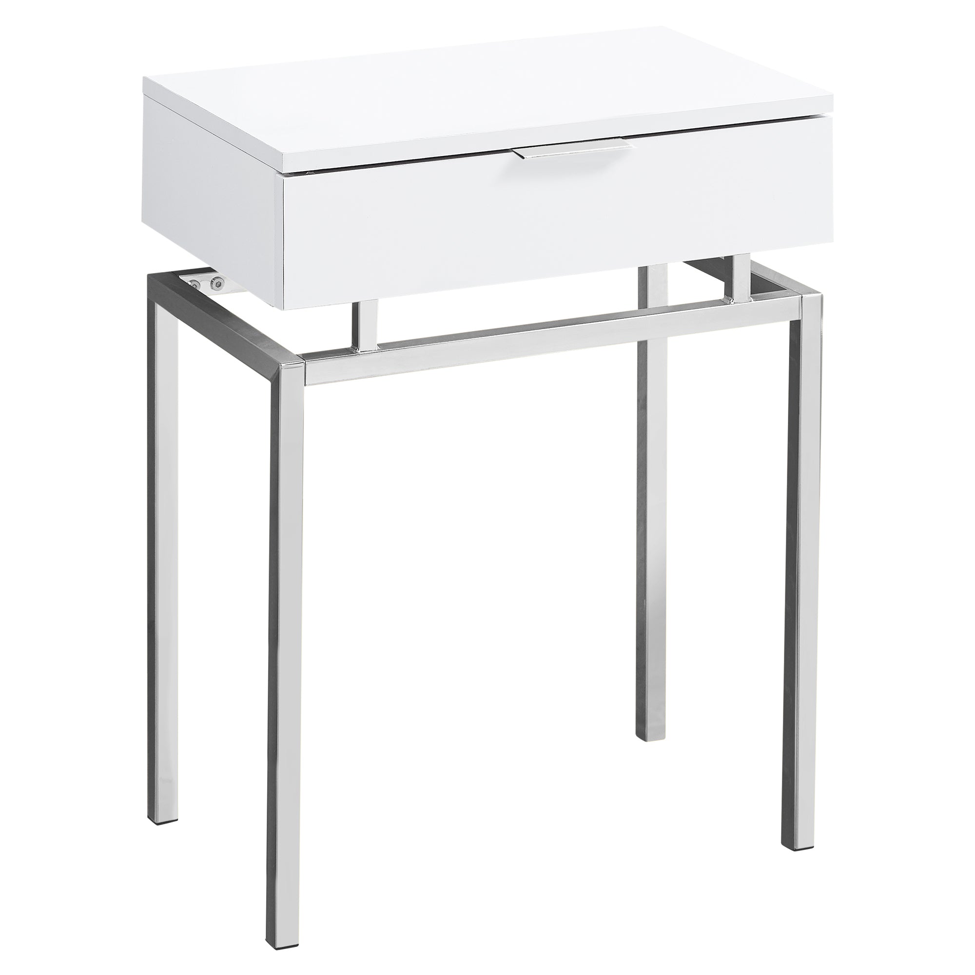 Accent Table - 24H / Glossy White / Chrome Metal