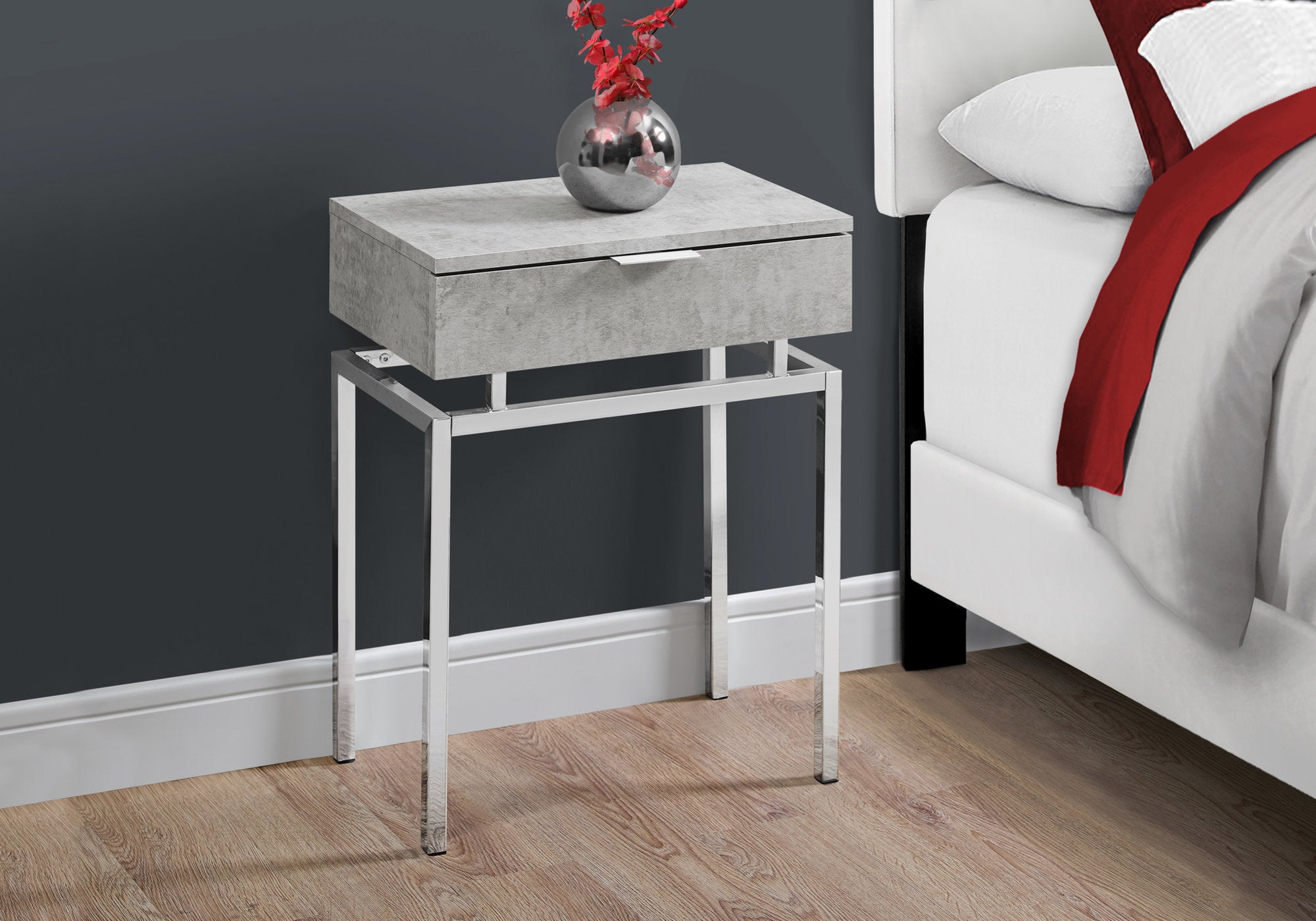 Accent Table - 24H / Grey Cement / Chrome Metal
